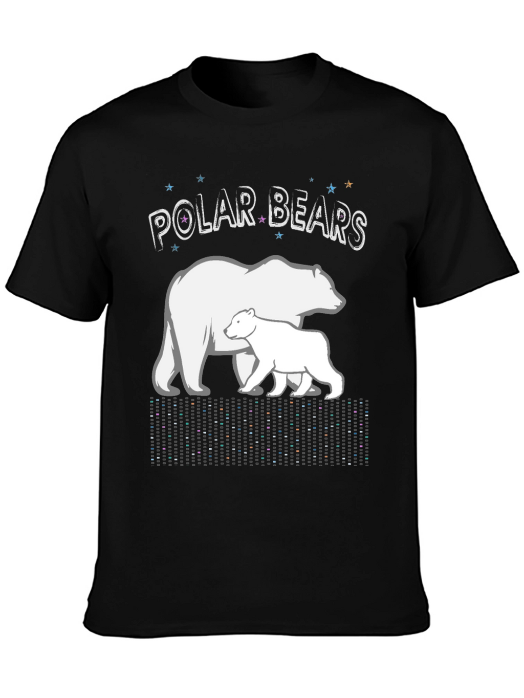 Polar Bears Graphic Print Black T-Shirt