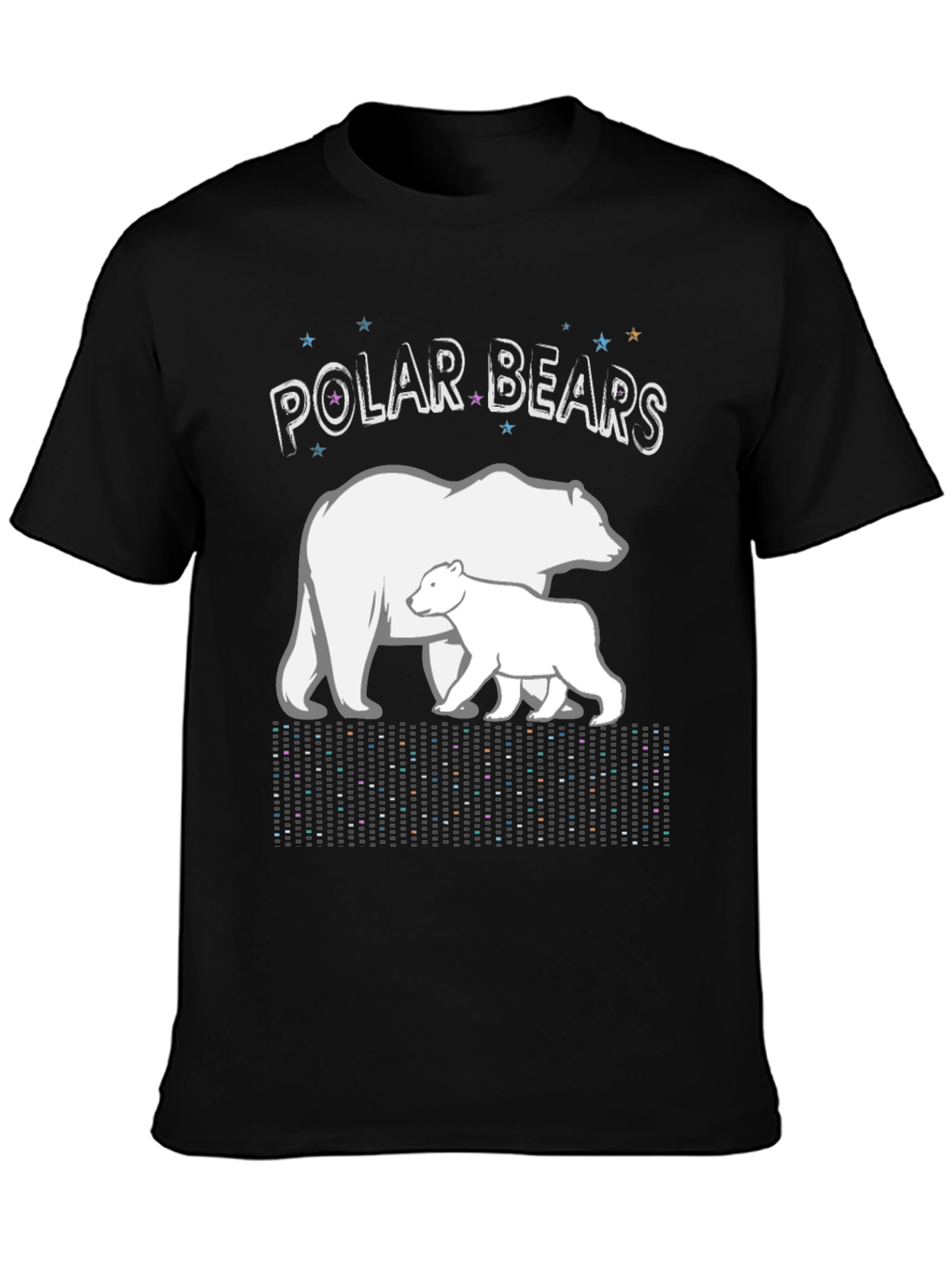 Polar Bears Graphic Print Black T-Shirt