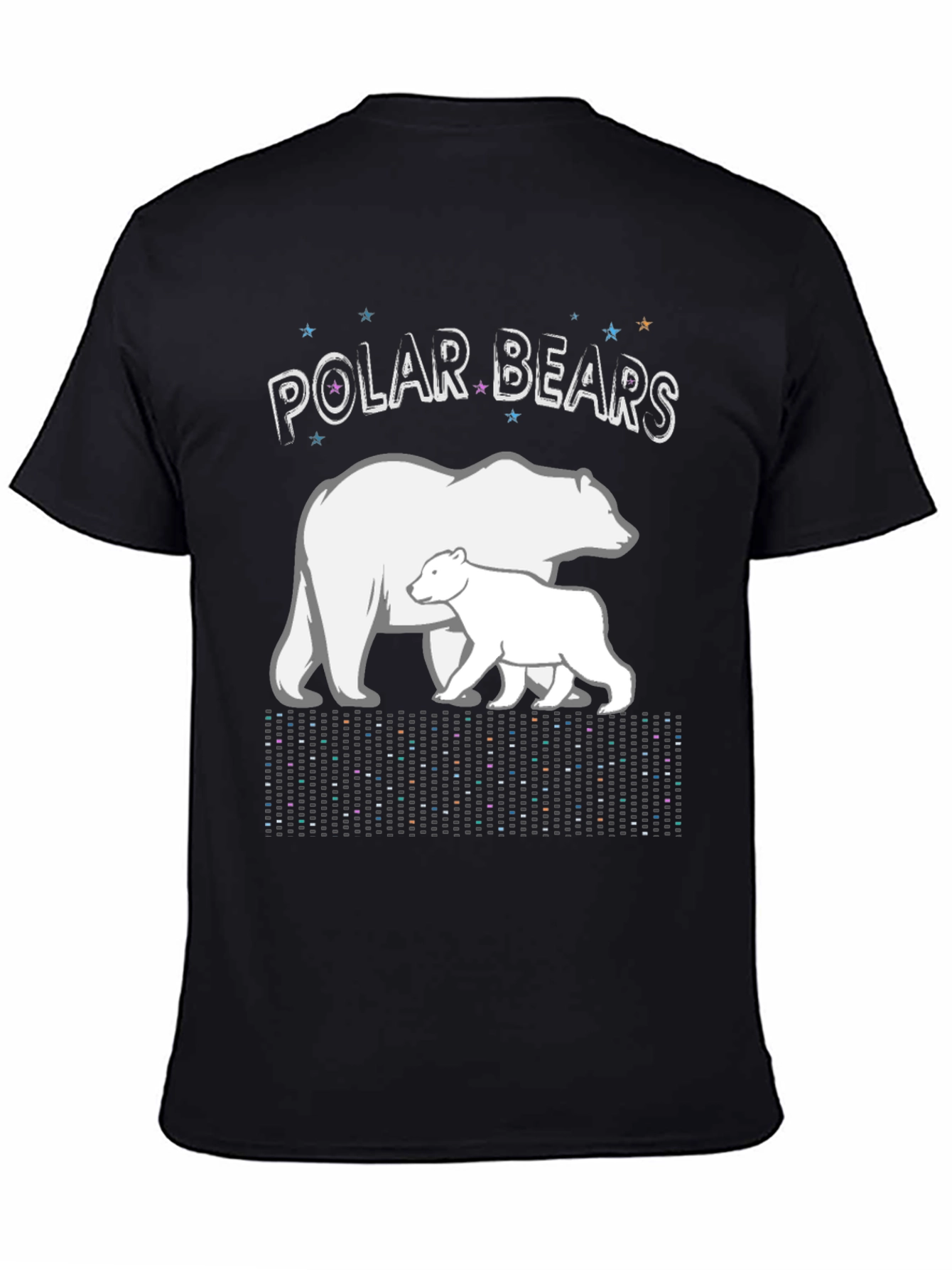 Polar Bears Graphic Print Black T-Shirt