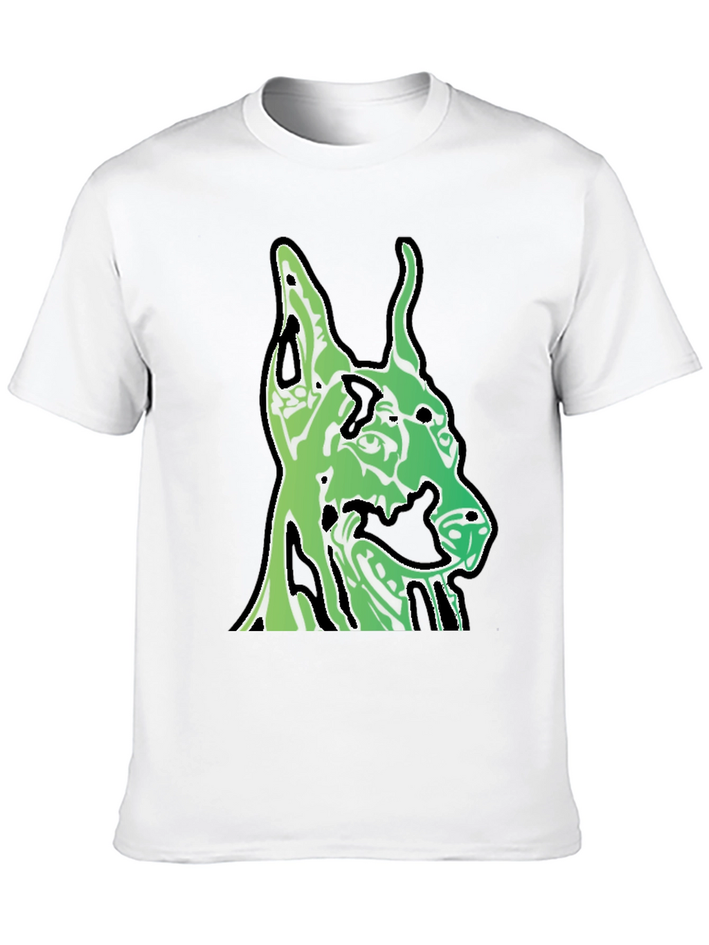 Green Dog Head Graphic Black T-Shirt