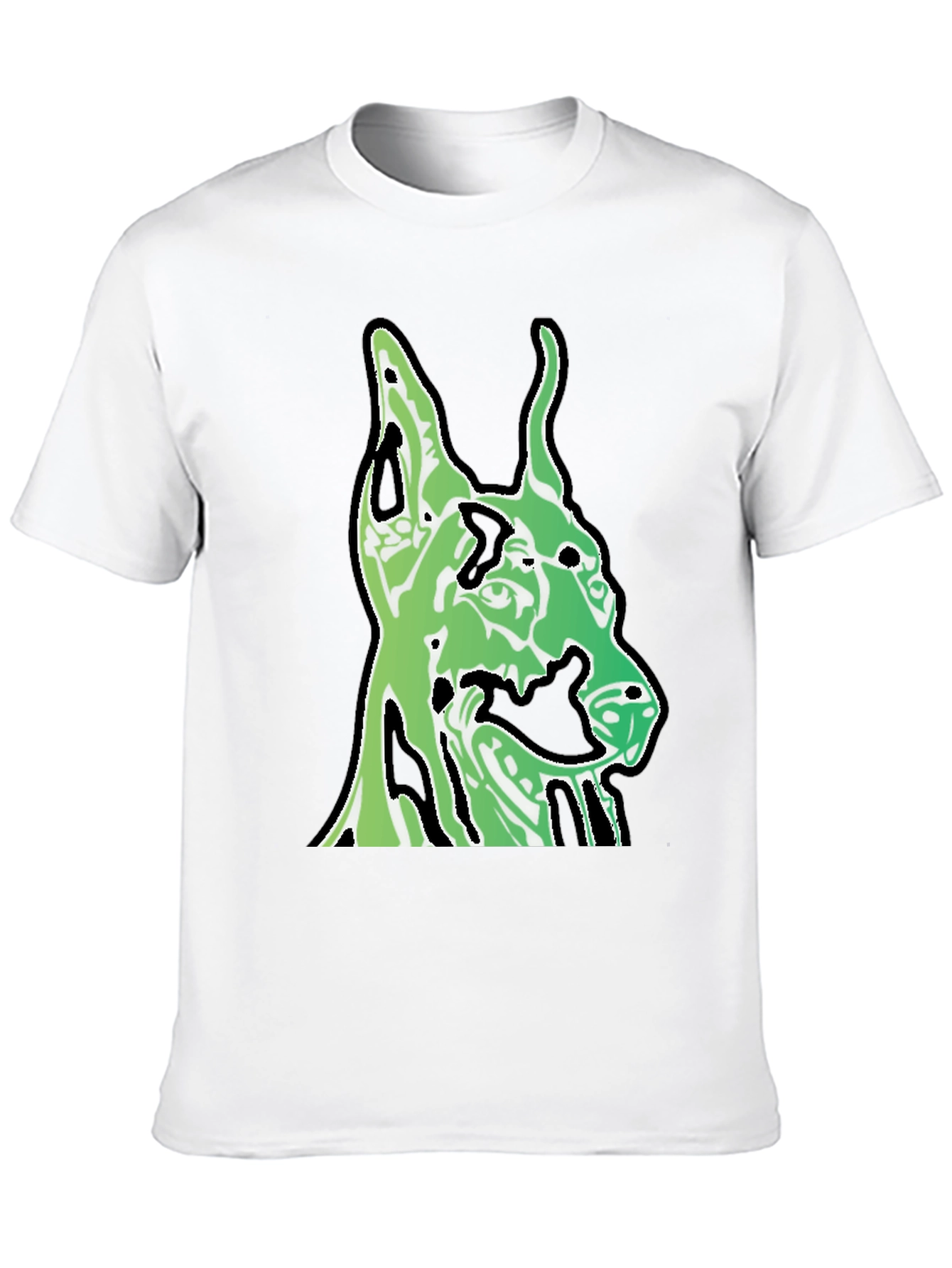 Green Dog Head Graphic Black T-Shirt