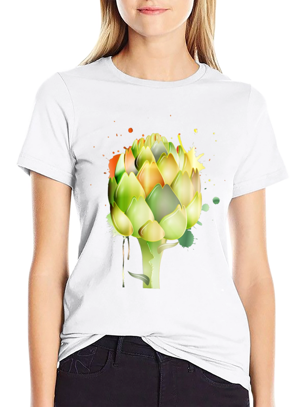 Artichoke Splash Graphic Tee - Unique Mens Black T-Shirt