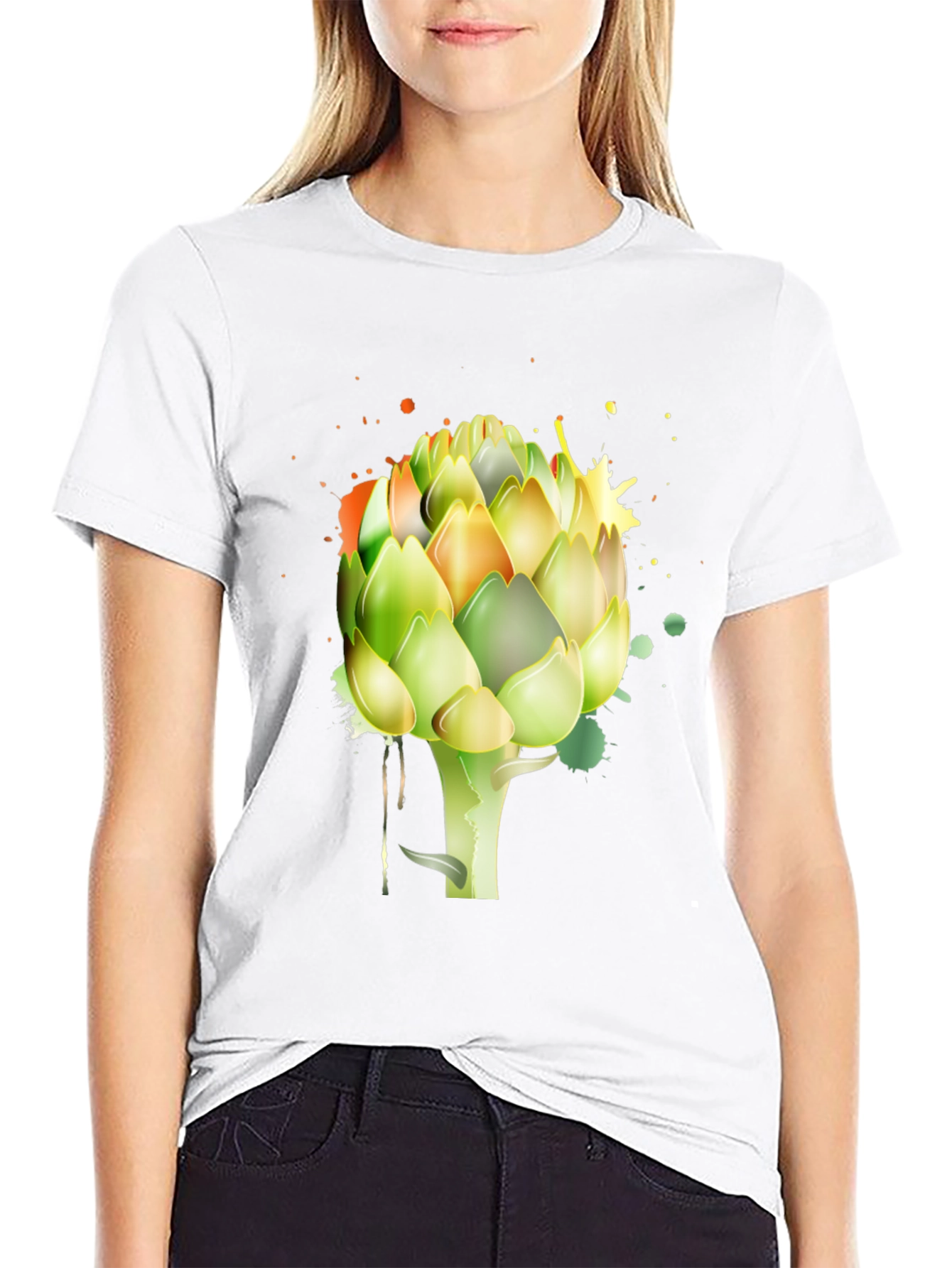 Artichoke Splash Graphic Tee - Unique Mens Black T-Shirt
