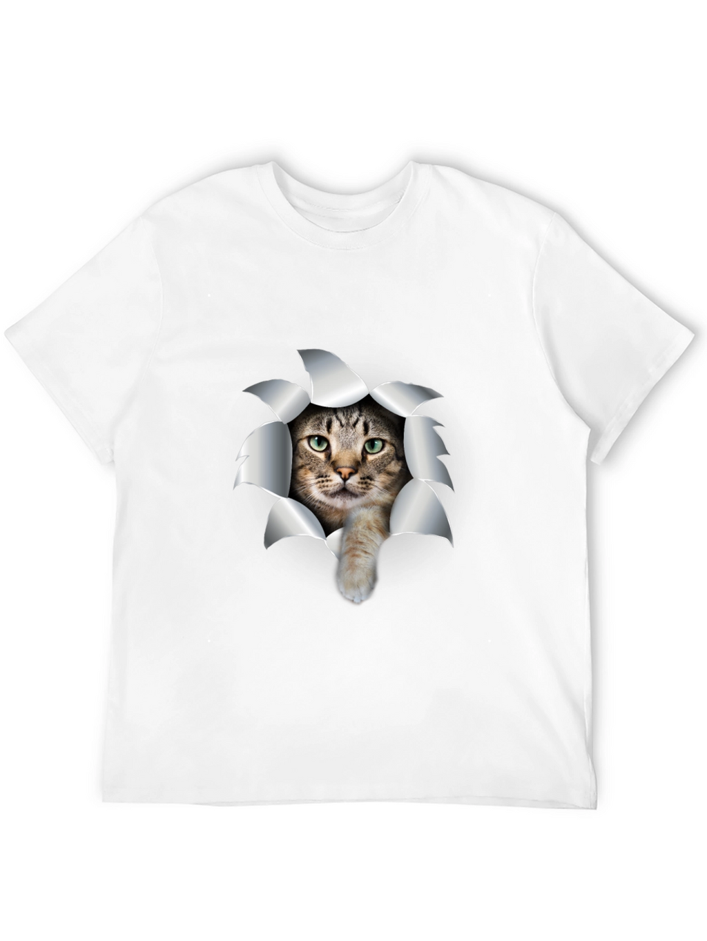 Cat Rip T-Shirt - Black Cotton Tee
