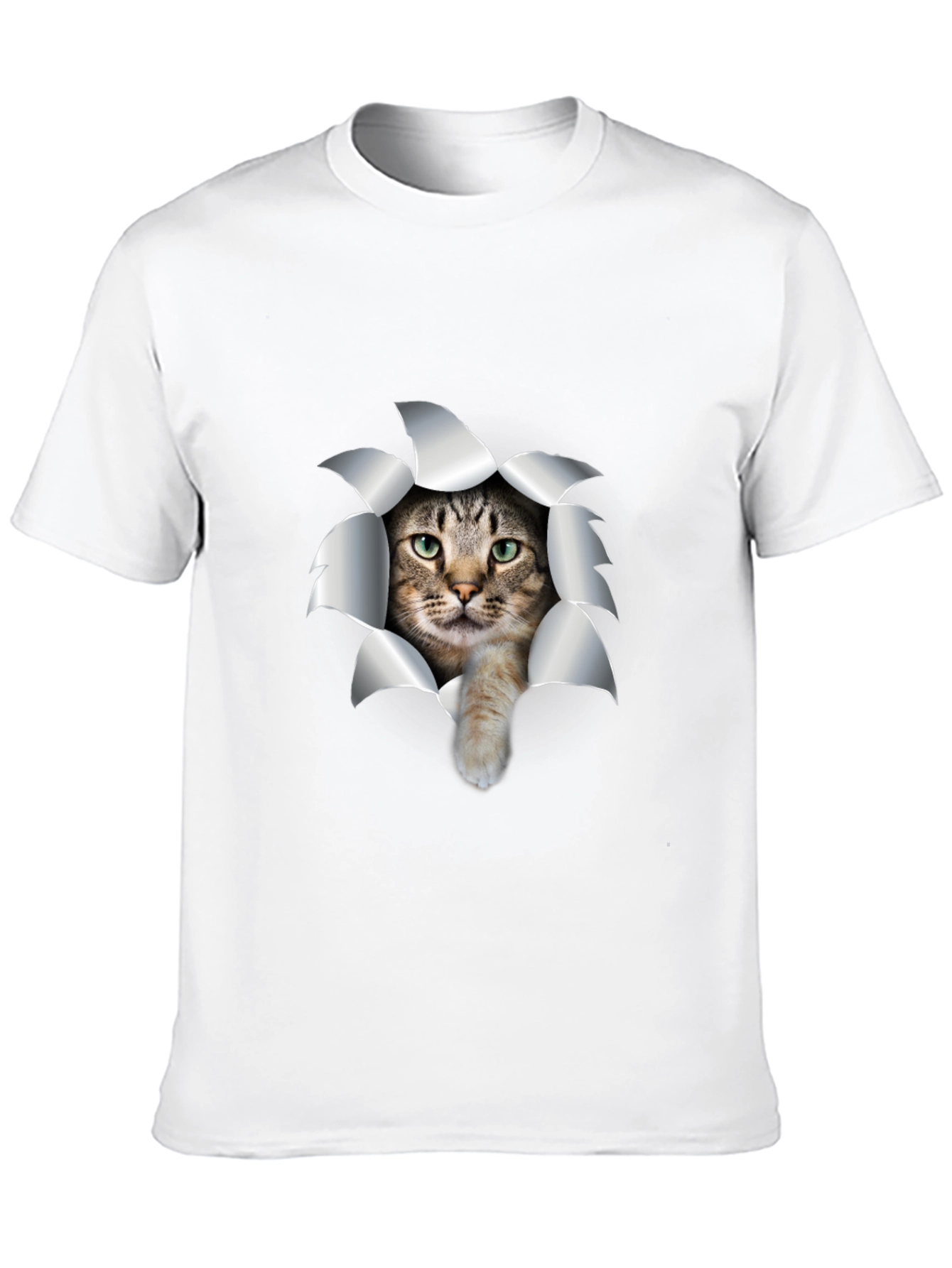 Cat Rip T-Shirt - Black Cotton Tee