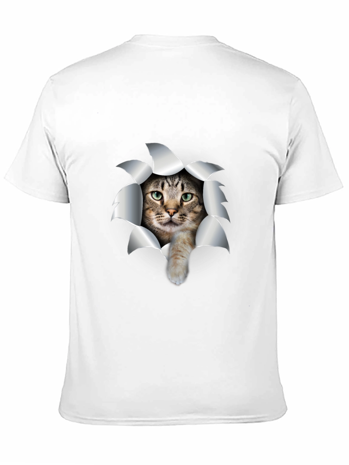 Cat Rip T-Shirt - Black Cotton Tee
