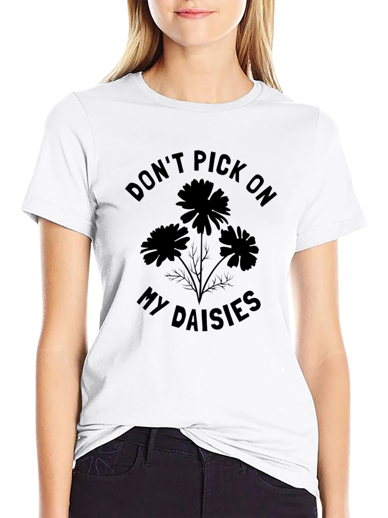 Dont Pick On My Daisies Graphic Tee - Black