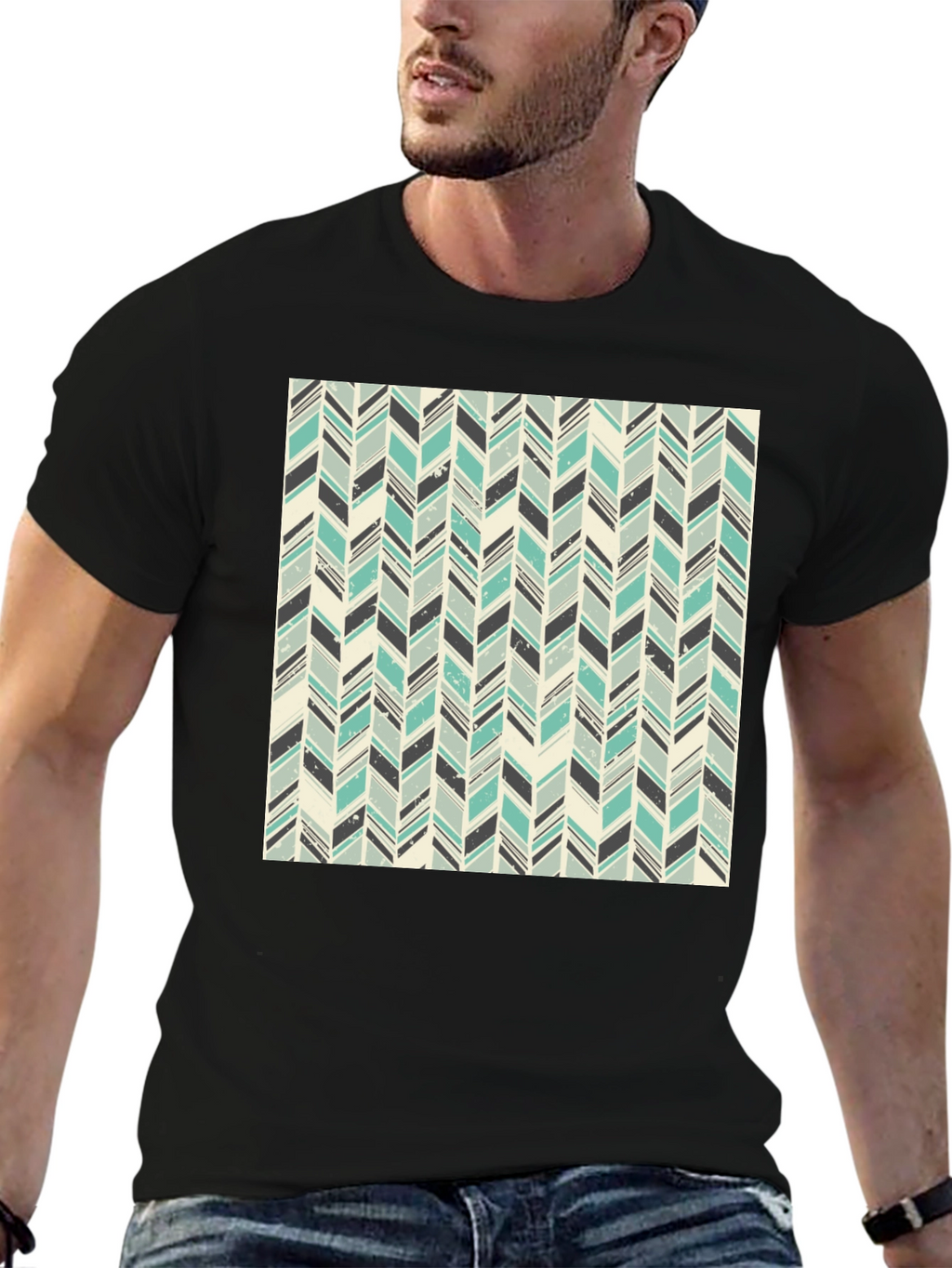 Herringbone Pattern T-Shirt - Stylish Casual Tee