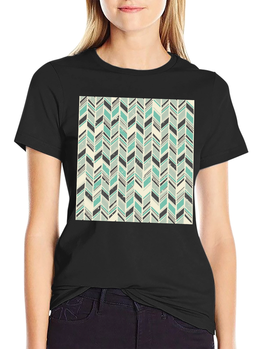 Herringbone Pattern T-Shirt - Stylish Casual Tee