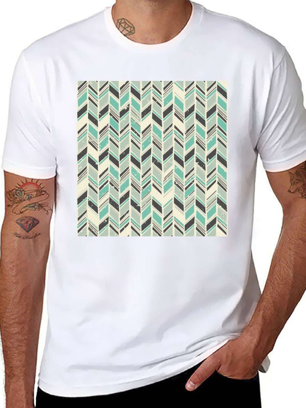Herringbone Pattern T-Shirt - Stylish Casual Tee