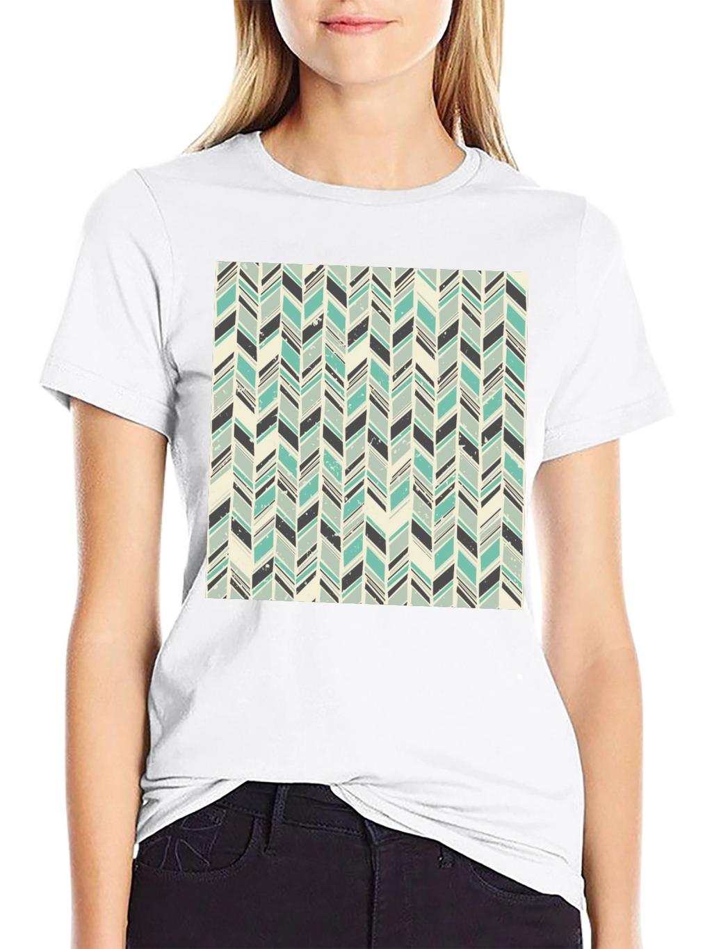 Herringbone Pattern T-Shirt - Stylish Casual Tee