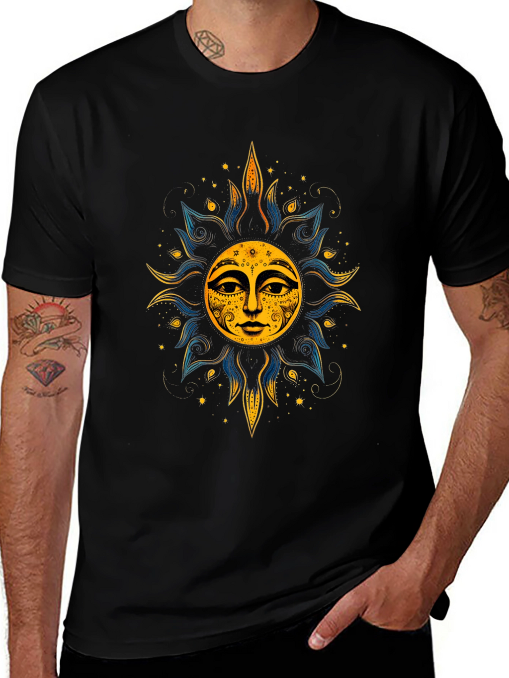 Mystic Sun Graphic Black T-Shirt - Unisex