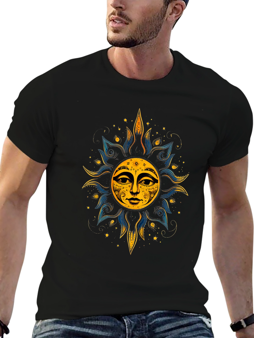 Mystic Sun Graphic Black T-Shirt - Unisex