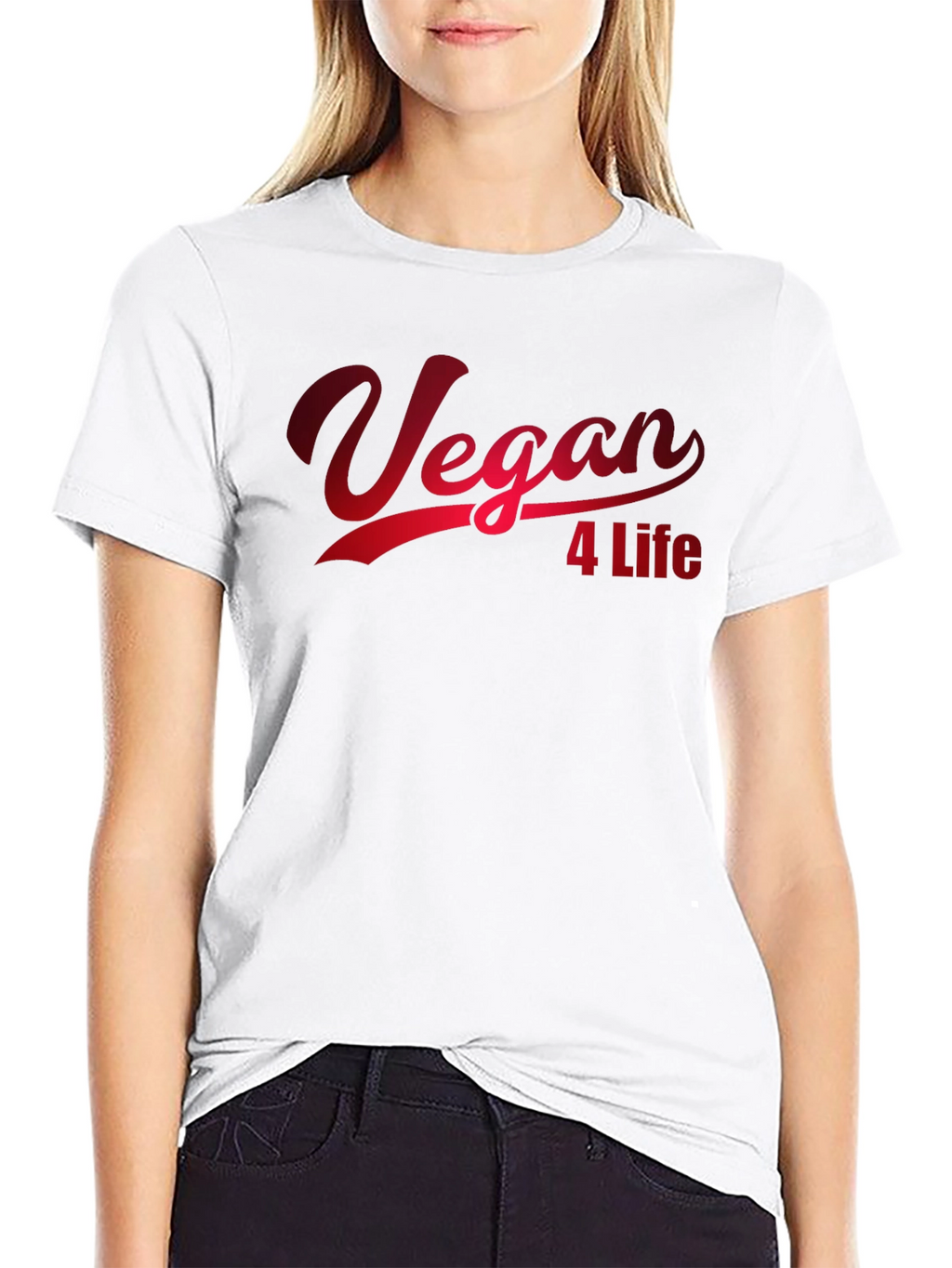 Vegan 4 Life T-Shirt - Red Graphic Print