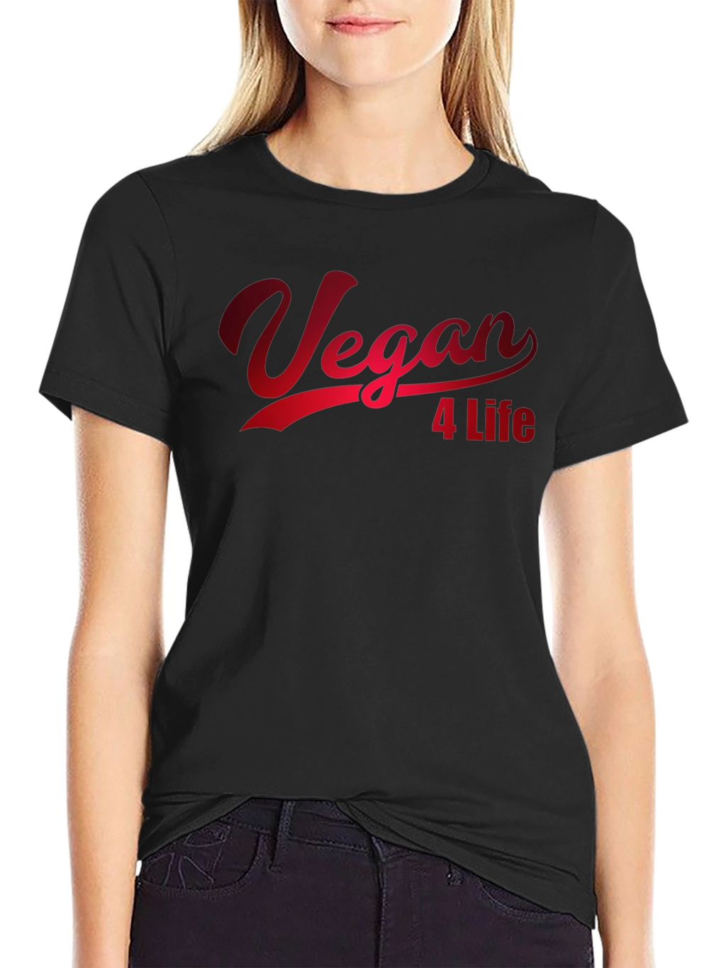 Vegan 4 Life T-Shirt - Red Graphic Print