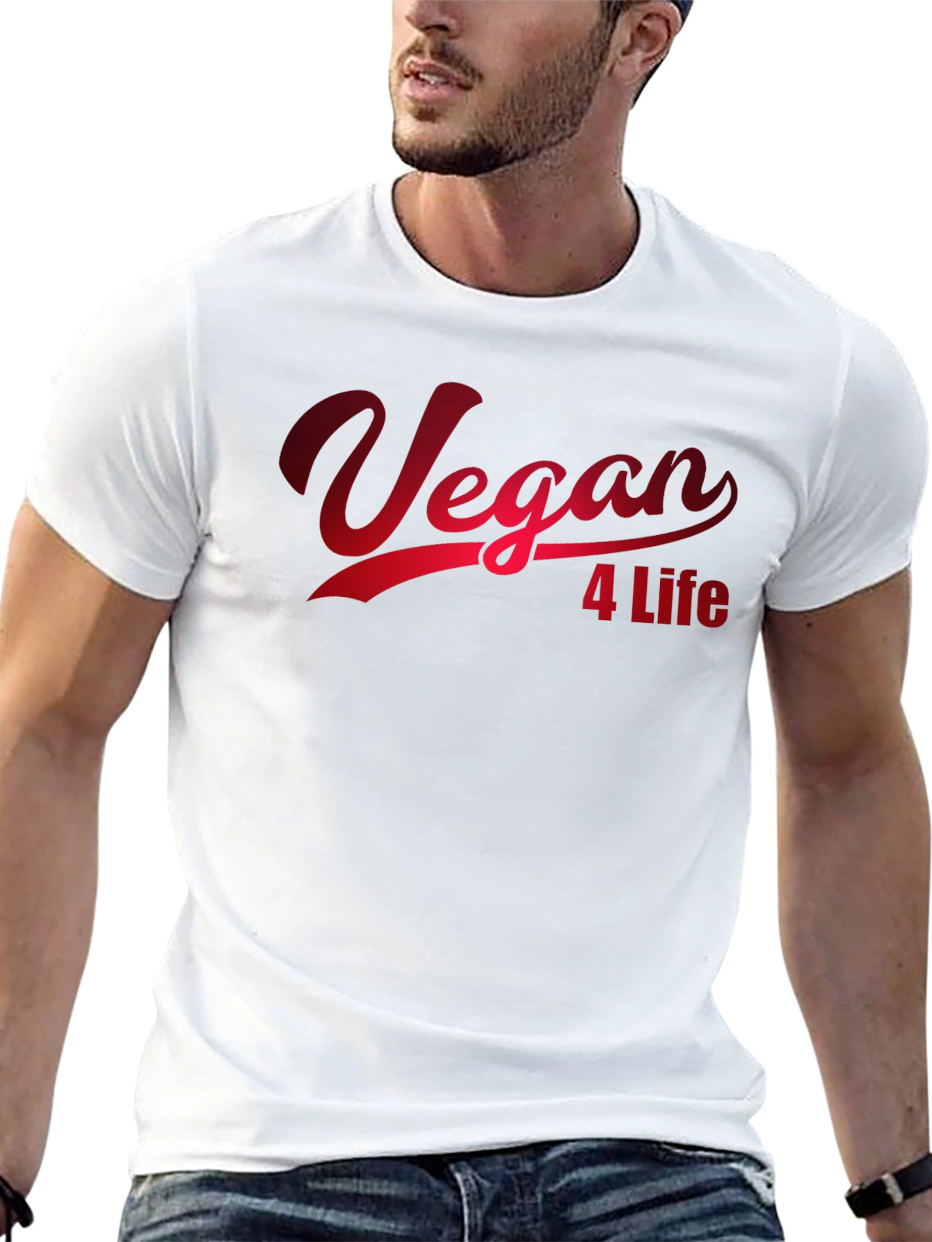 Vegan 4 Life T-Shirt - Red Graphic Print