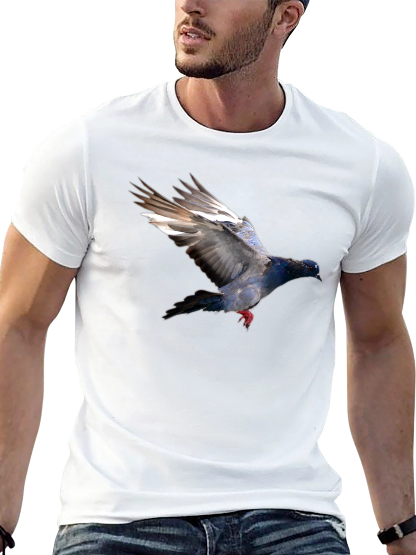 Pigeon Graphic Black T-Shirt - Stylish Bird Print Tee