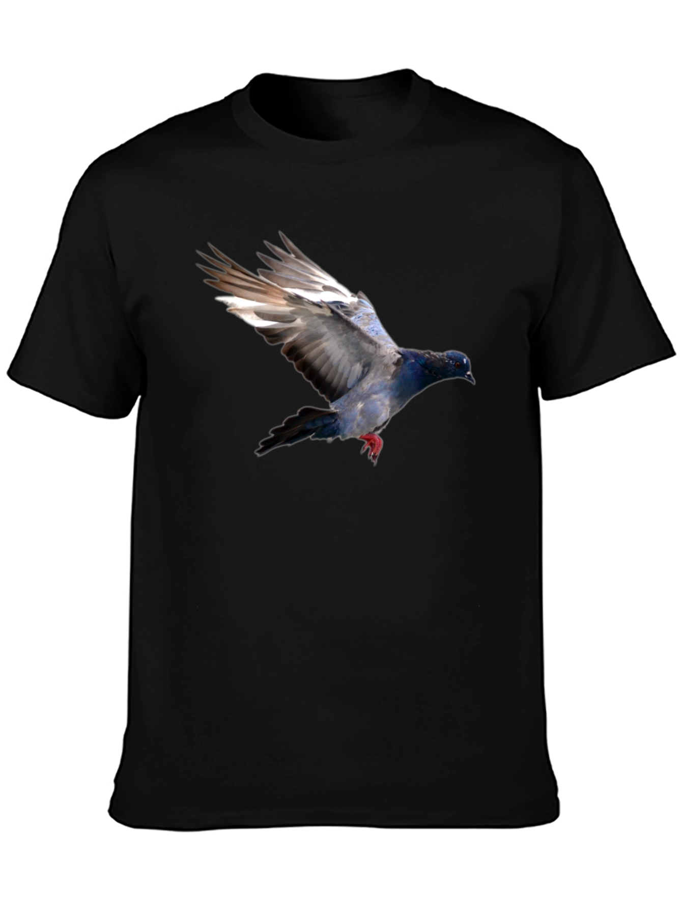 Pigeon Graphic Black T-Shirt - Stylish Bird Print Tee