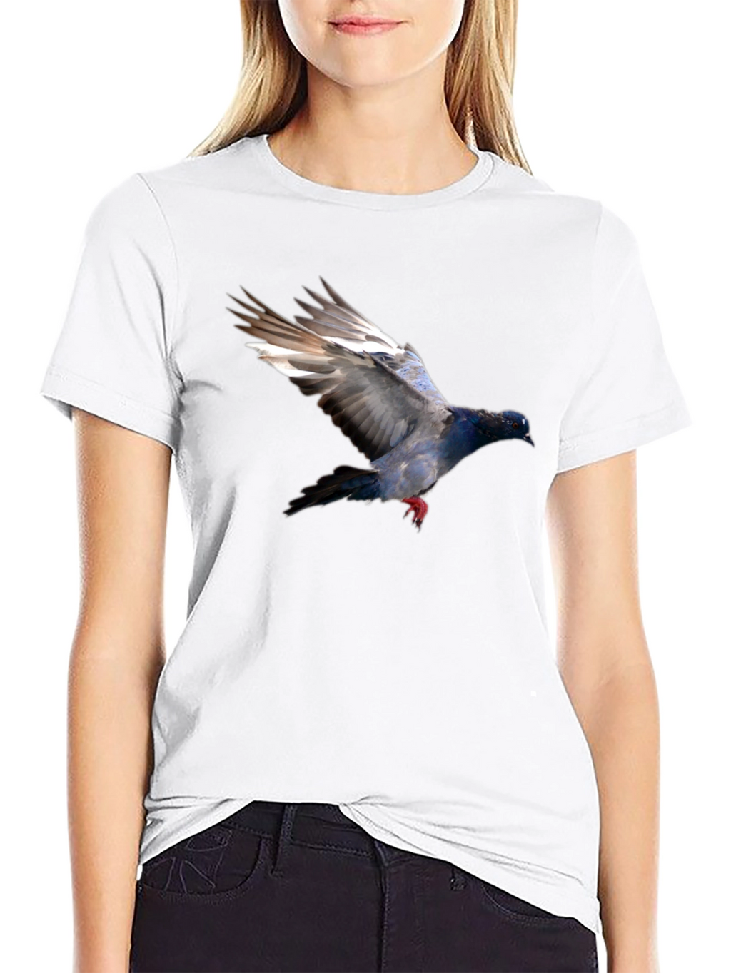 Pigeon Graphic Black T-Shirt - Stylish Bird Print Tee