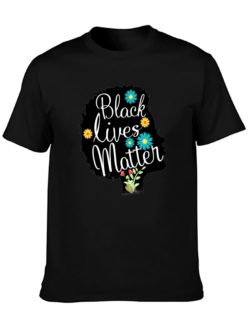 Black Lives Matter Floral Afro Tee