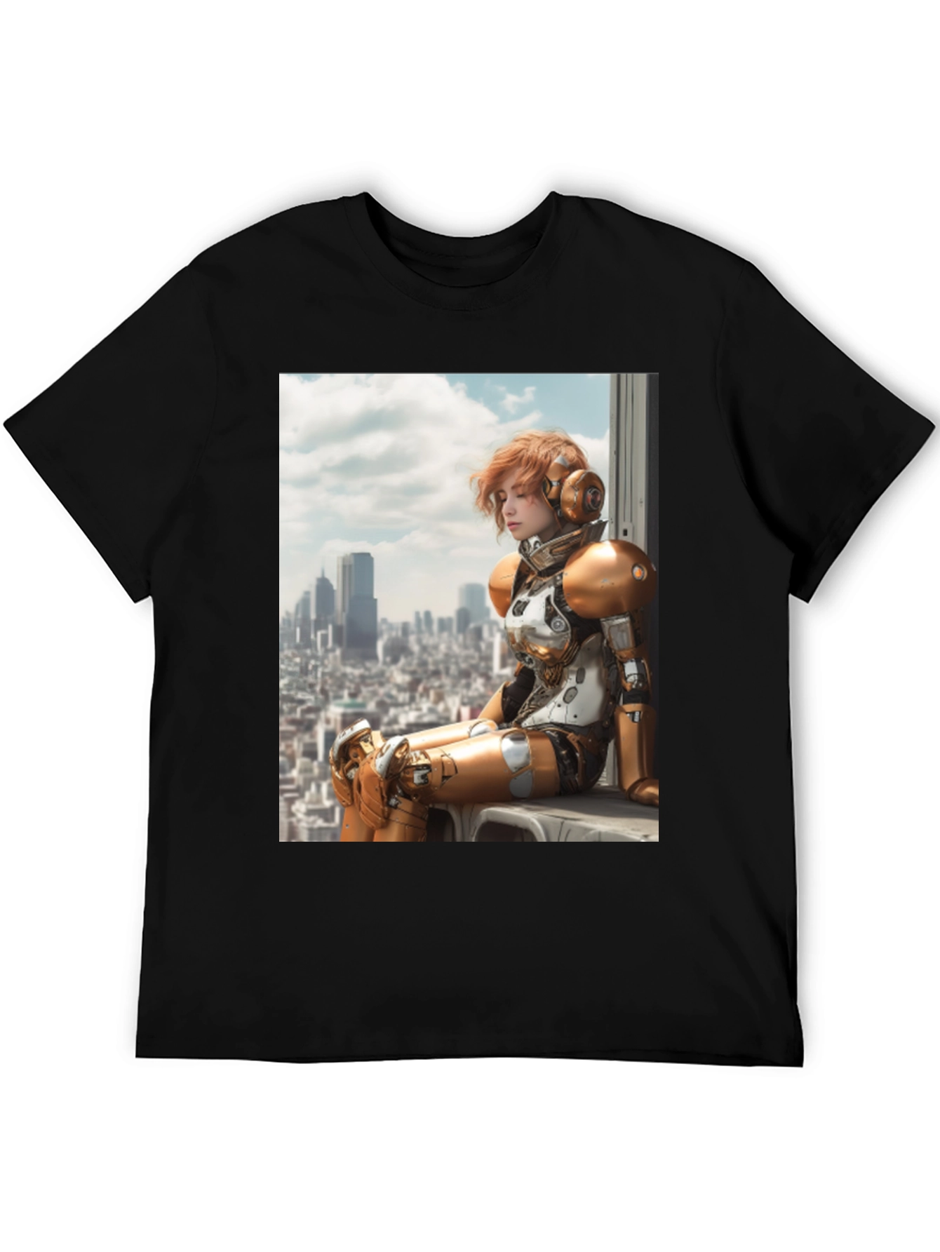 Sci-Fi Warrior Graphic Tee - Black