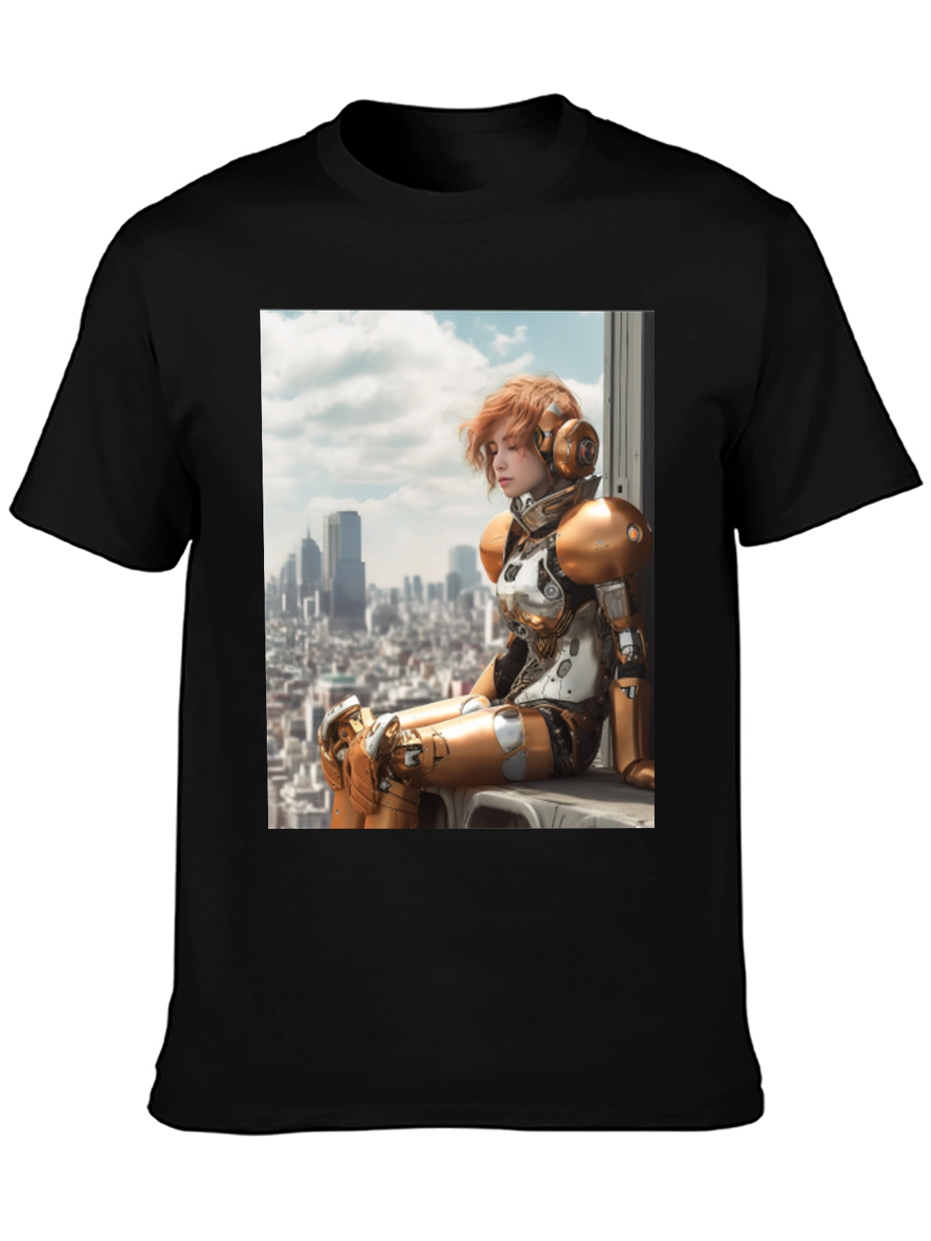 Sci-Fi Warrior Graphic Tee - Black