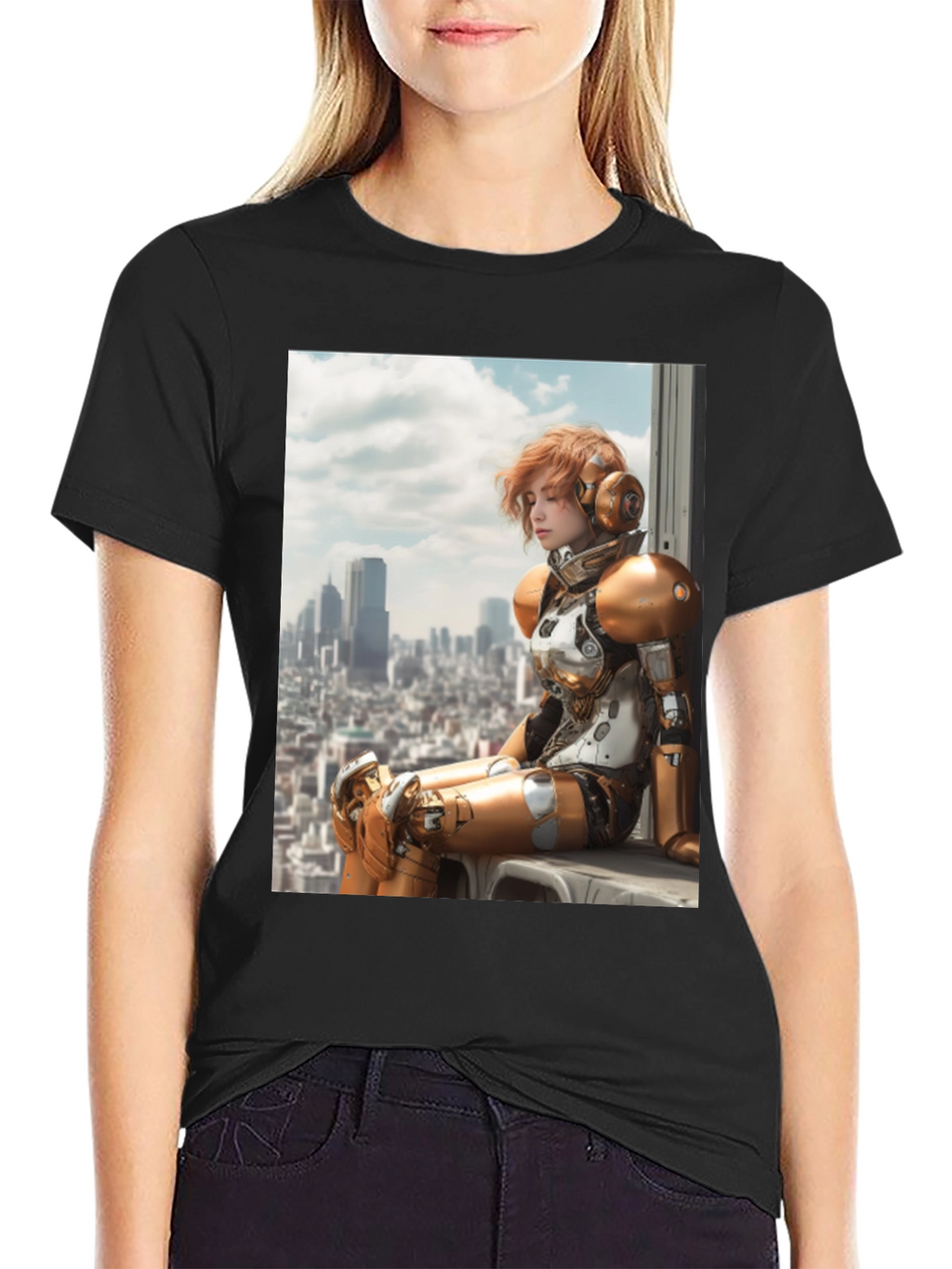 Sci-Fi Warrior Graphic Tee - Black