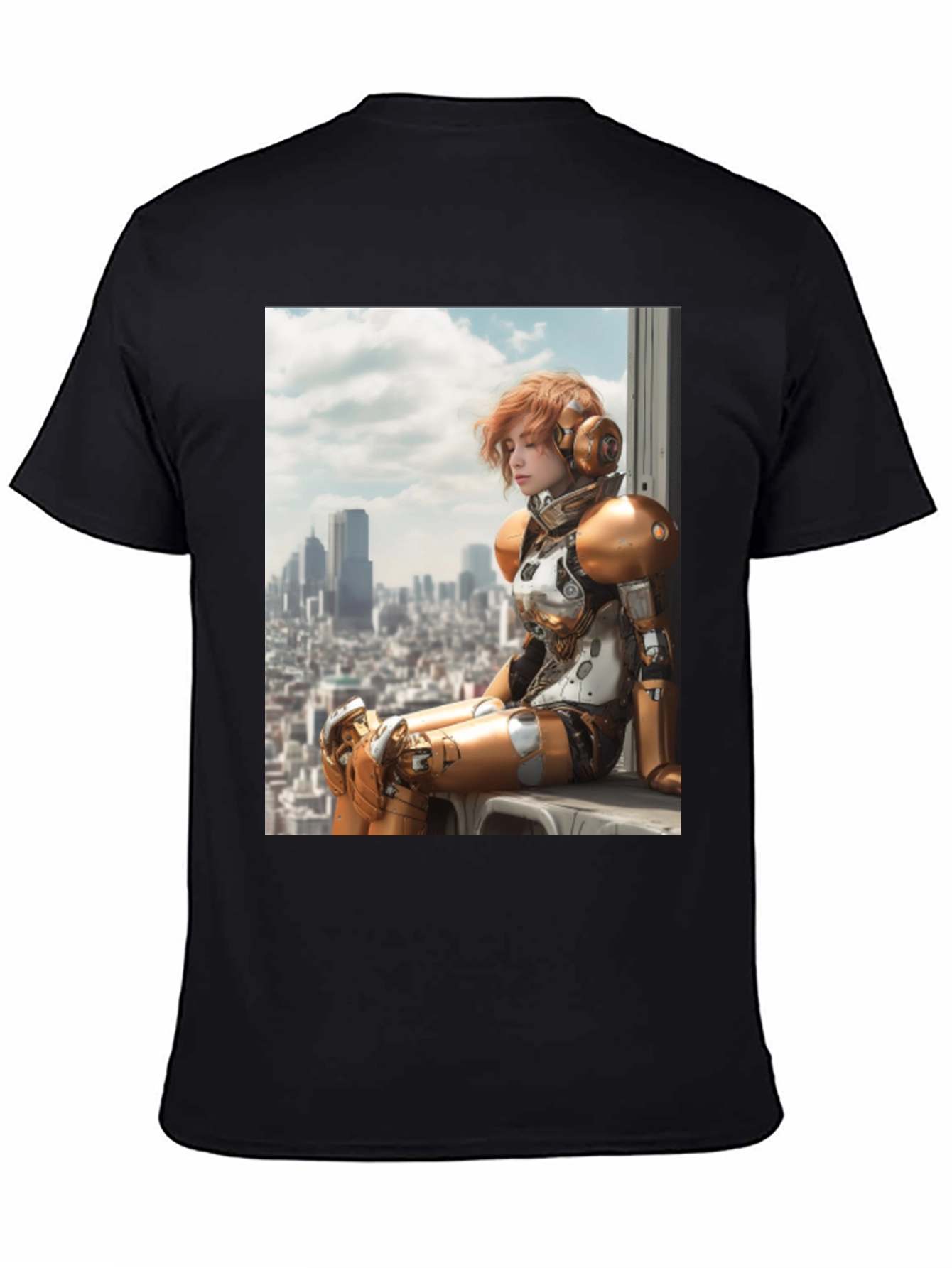 Sci-Fi Warrior Graphic Tee - Black