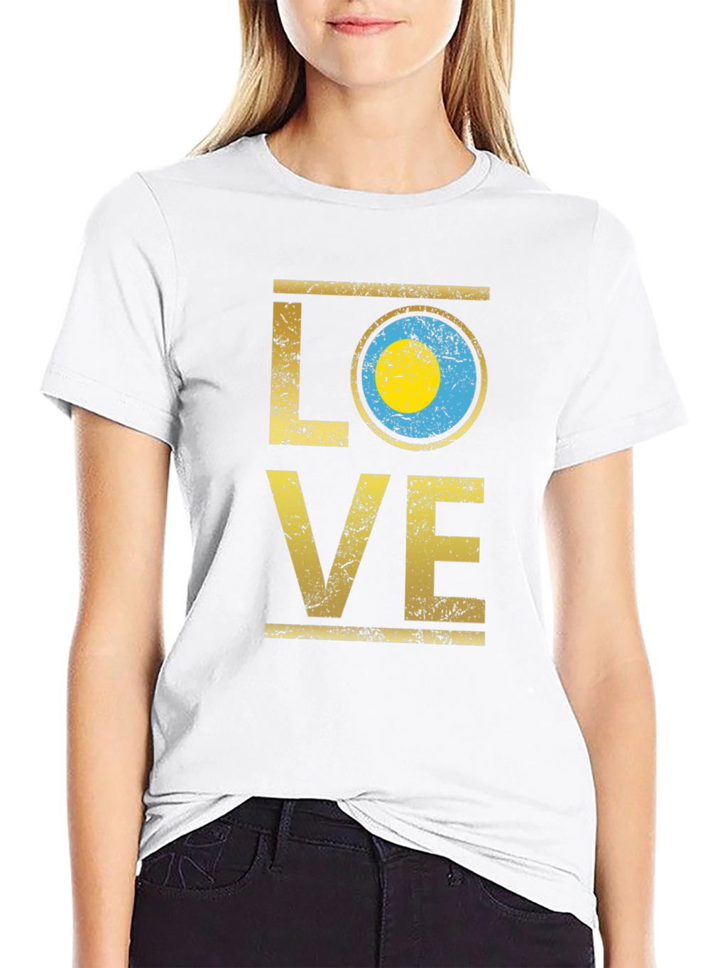 Palau Flag LOVE T-Shirt - Black Cotton Tee