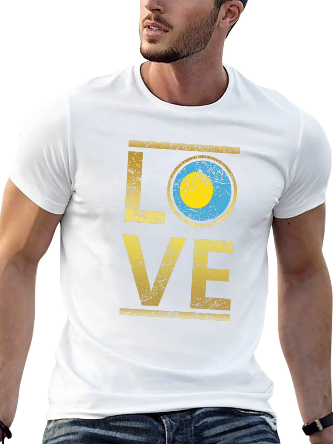 Palau Flag LOVE T-Shirt - Black Cotton Tee