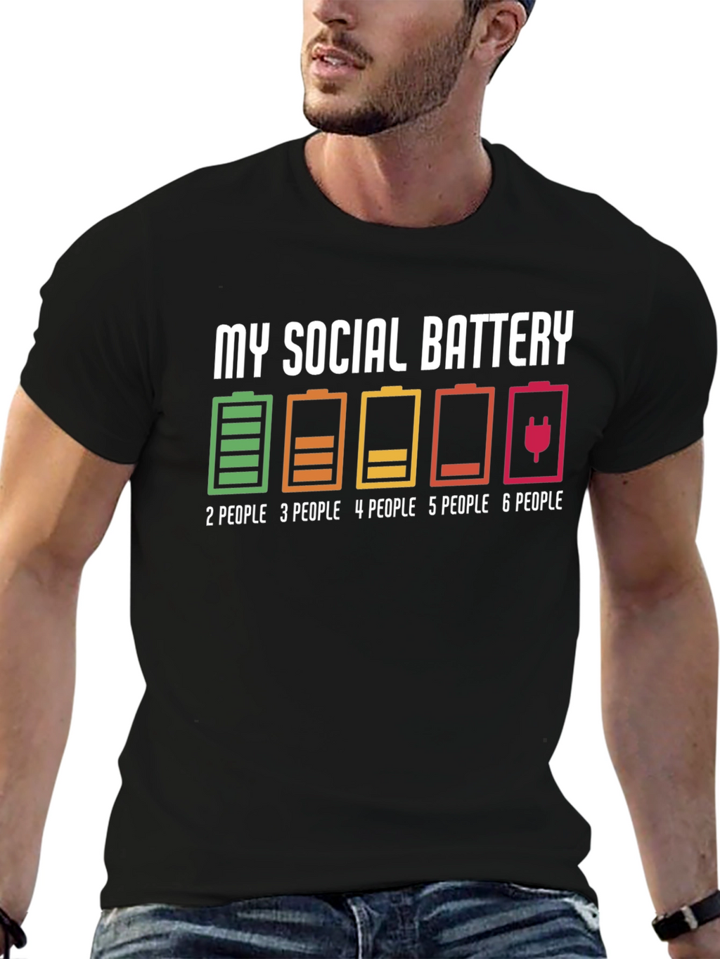 Social Battery Graphic T-Shirt - Introvert Humor