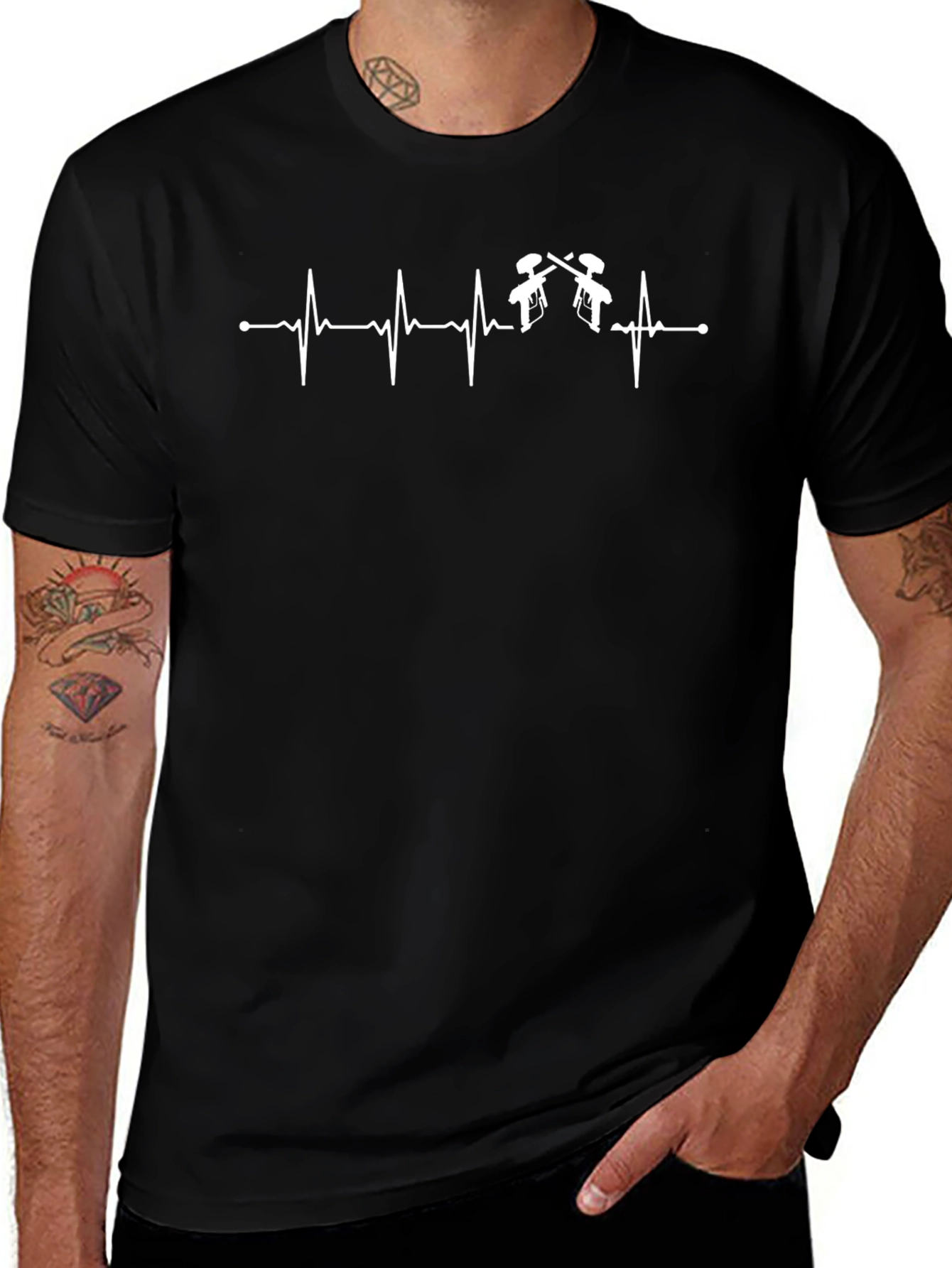 Paintball Heartbeat T-Shirt - Black Graphic Tee