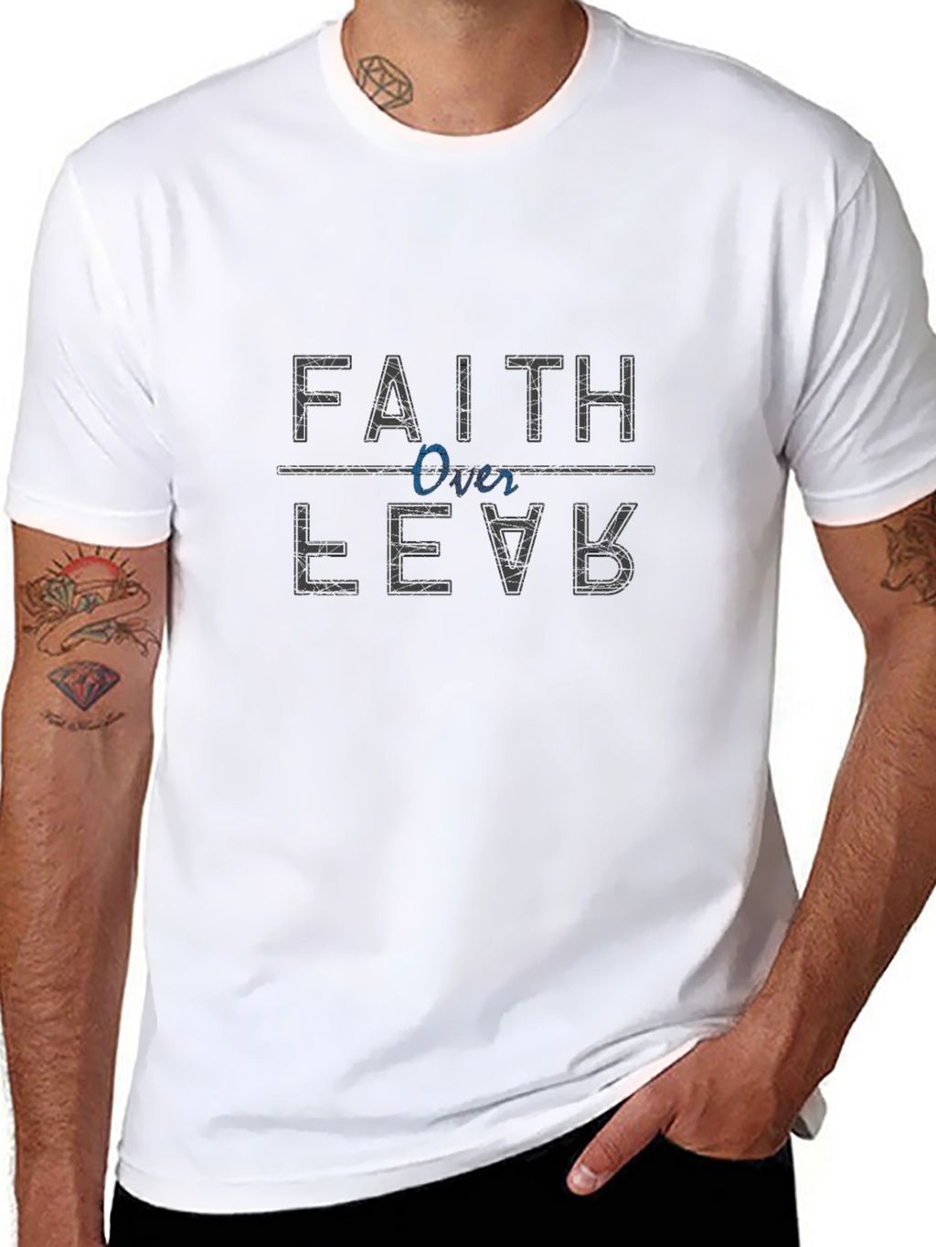 Faith Over Fear Black Graphic T-Shirt