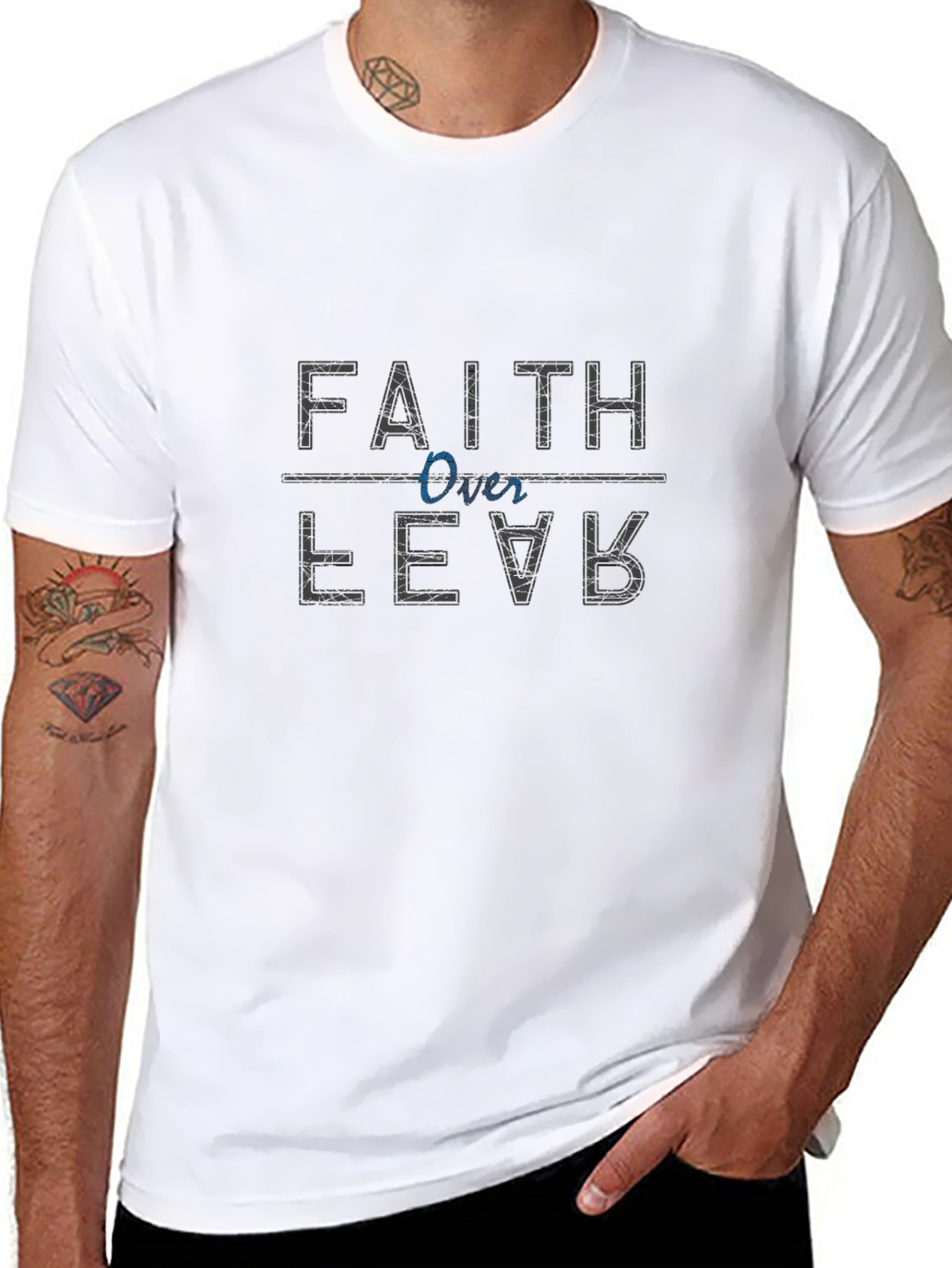 Faith Over Fear Black Graphic T-Shirt