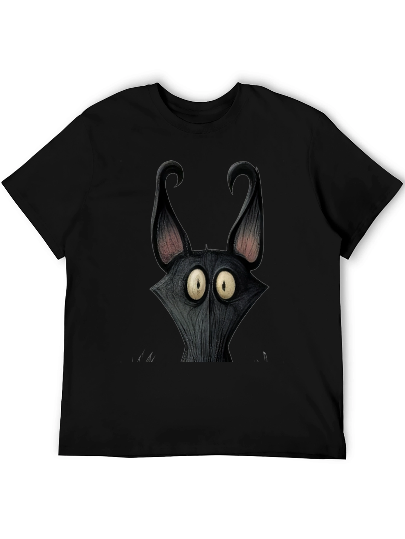 Mens Black Cartoon Character Graphic Tee