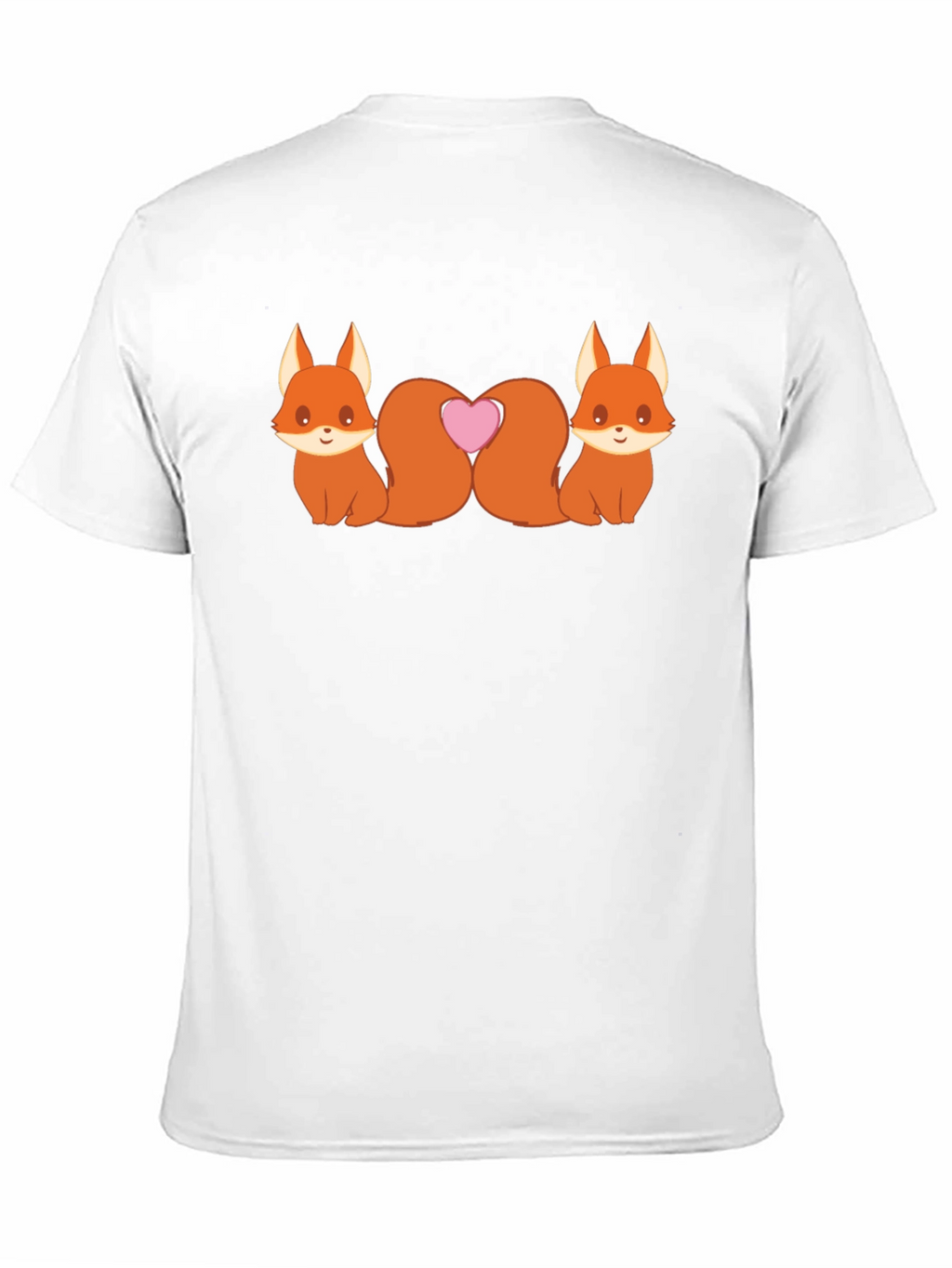 Cute Foxes Heart Tail Black T-Shirt