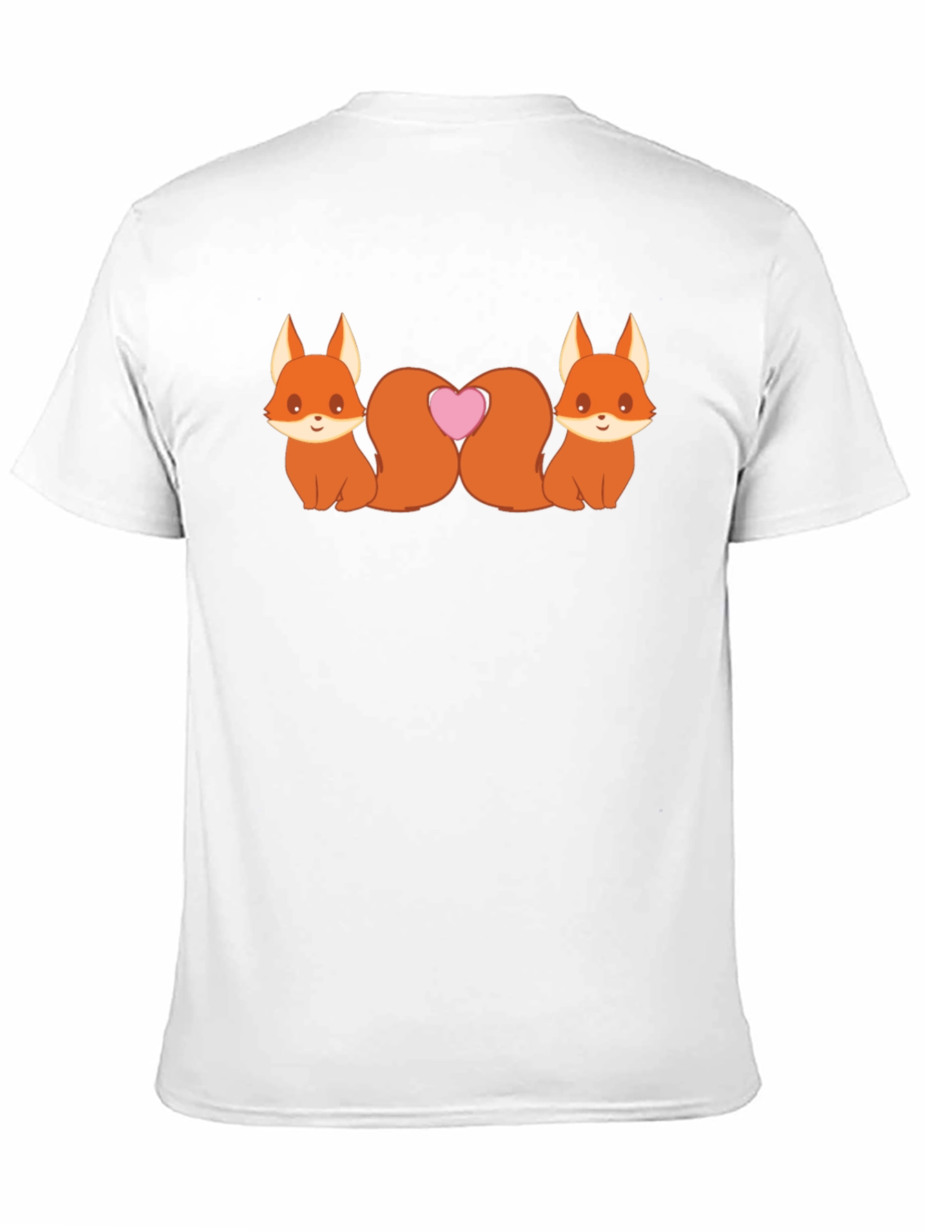 Cute Foxes Heart Tail Black T-Shirt