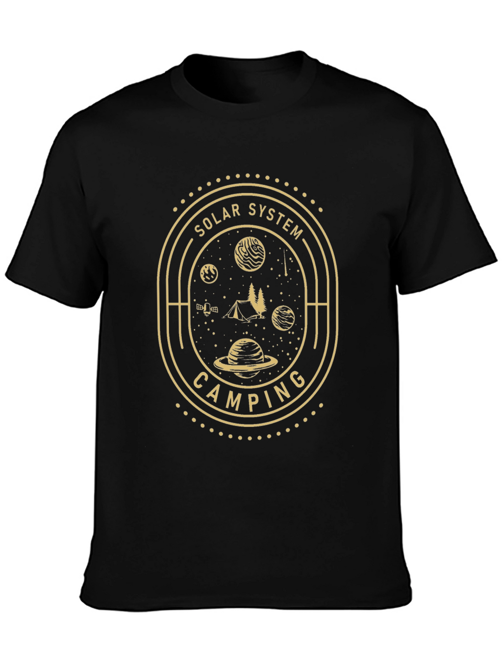 Solar System Camping Black Graphic T-Shirt
