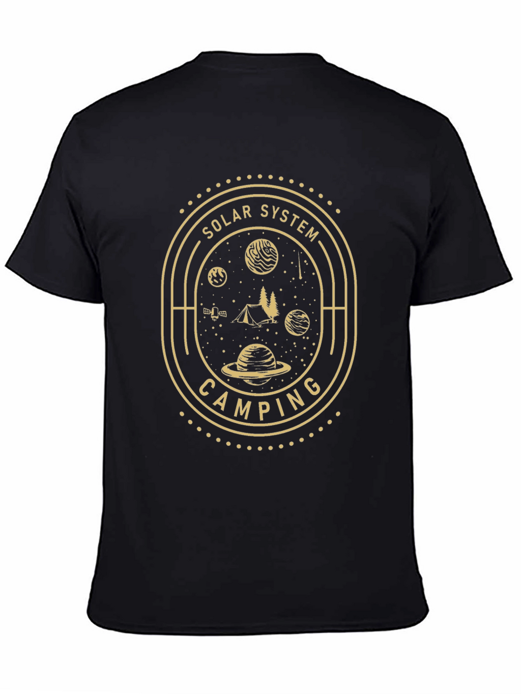 Solar System Camping Black Graphic T-Shirt