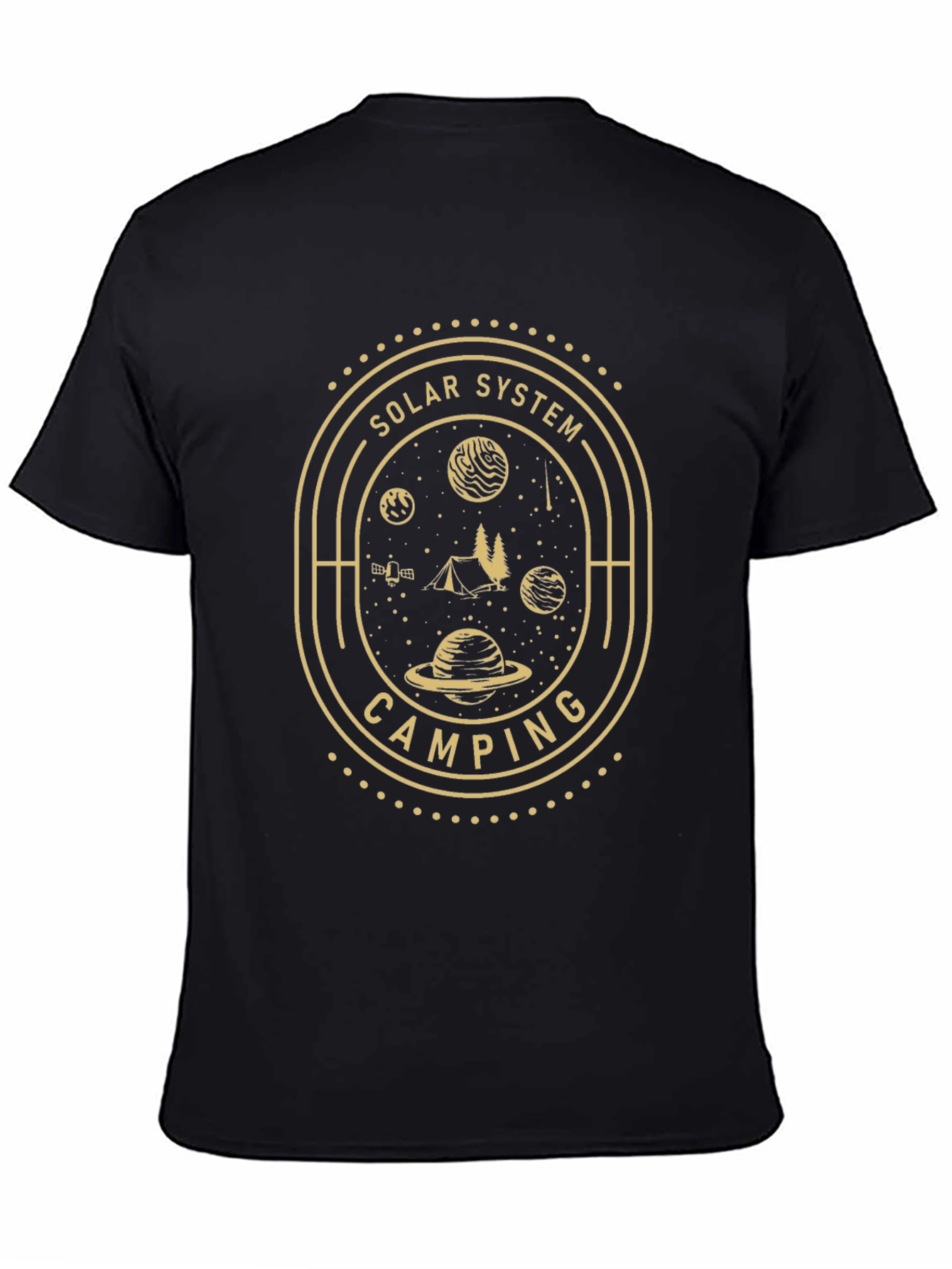 Solar System Camping Black Graphic T-Shirt