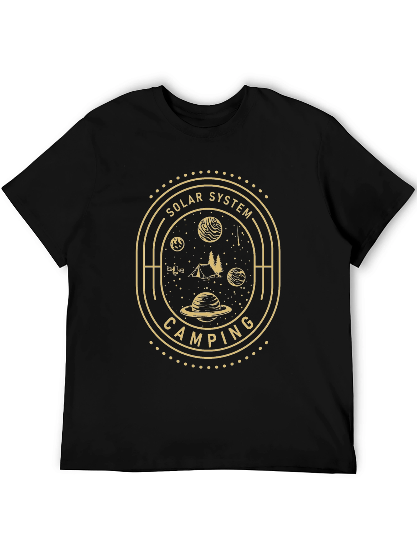 Solar System Camping Black Graphic T-Shirt