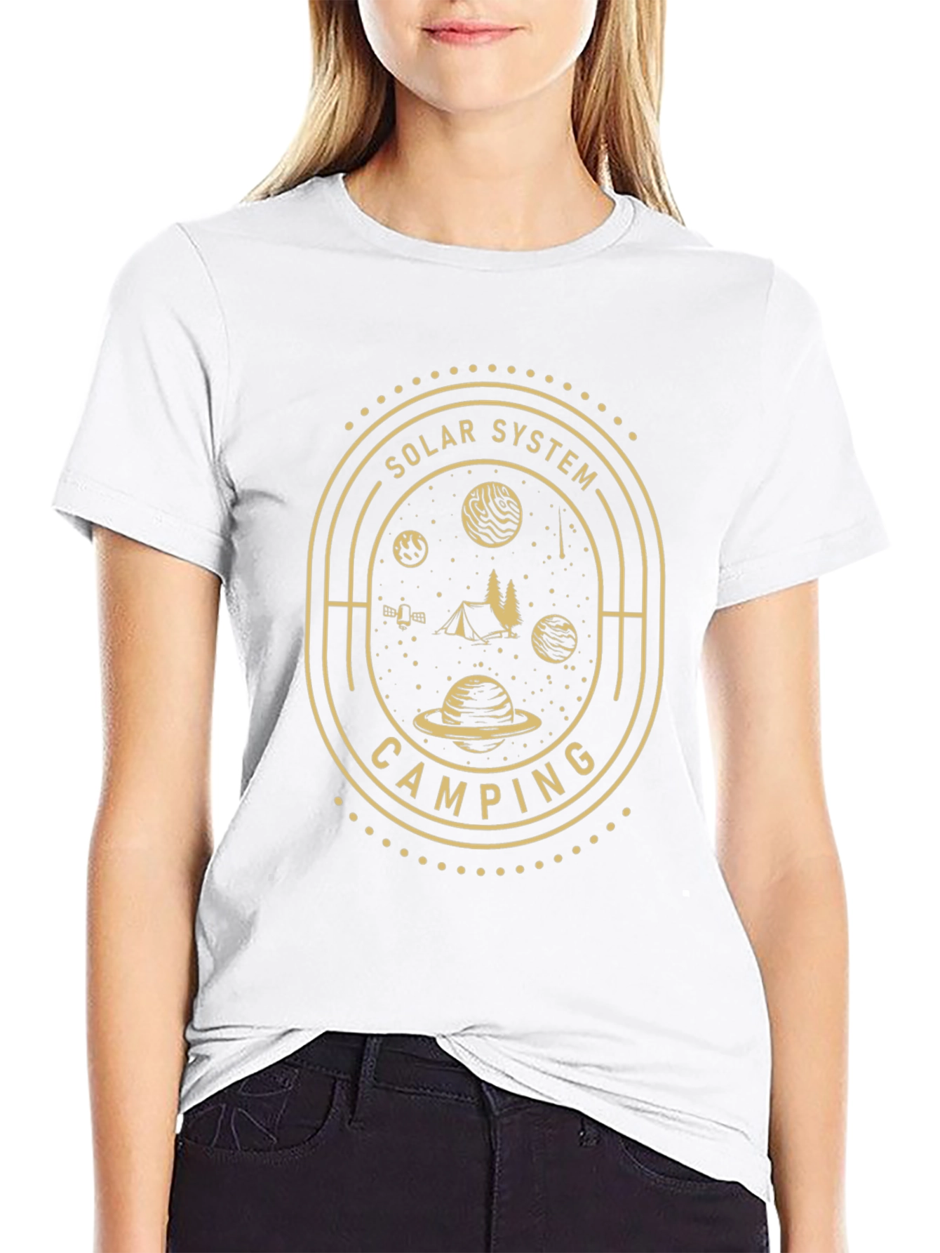 Solar System Camping Black Graphic T-Shirt