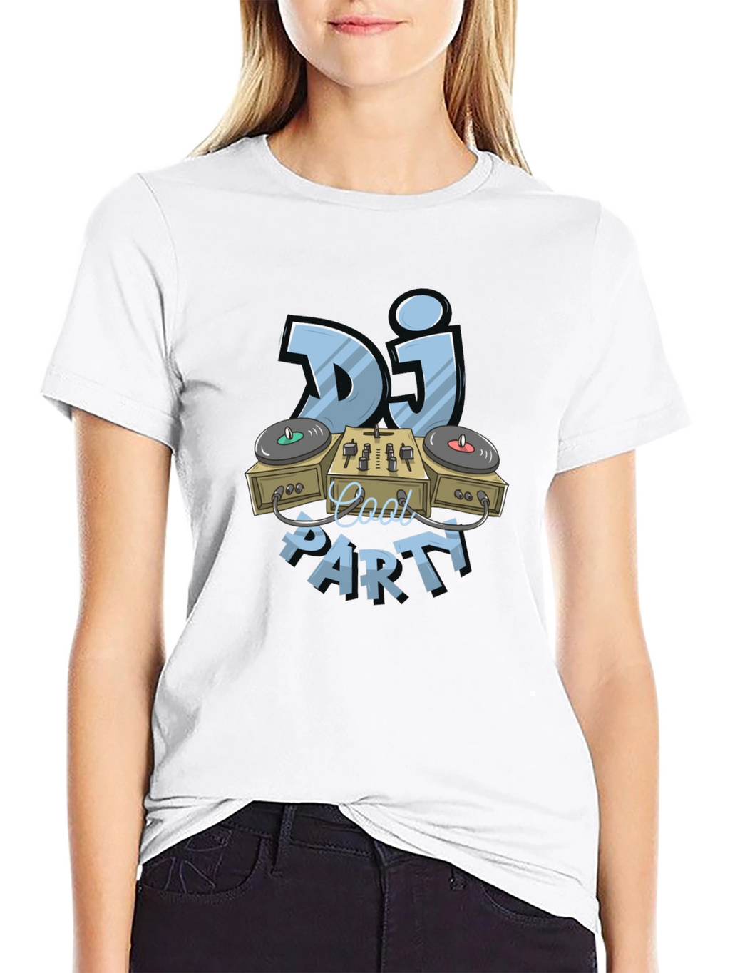 Cool DJ Party Graphic T-Shirt - Black