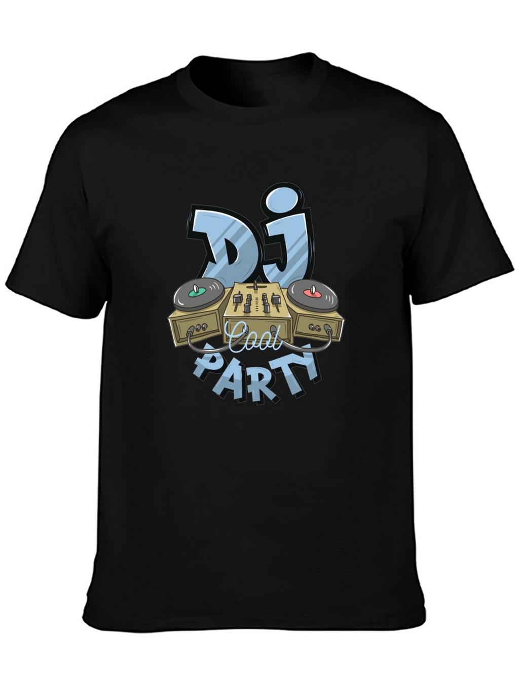 Cool DJ Party Graphic T-Shirt - Black