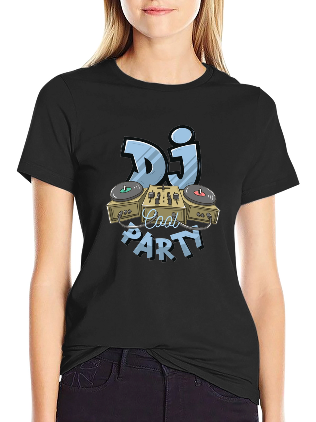 Cool DJ Party Graphic T-Shirt - Black