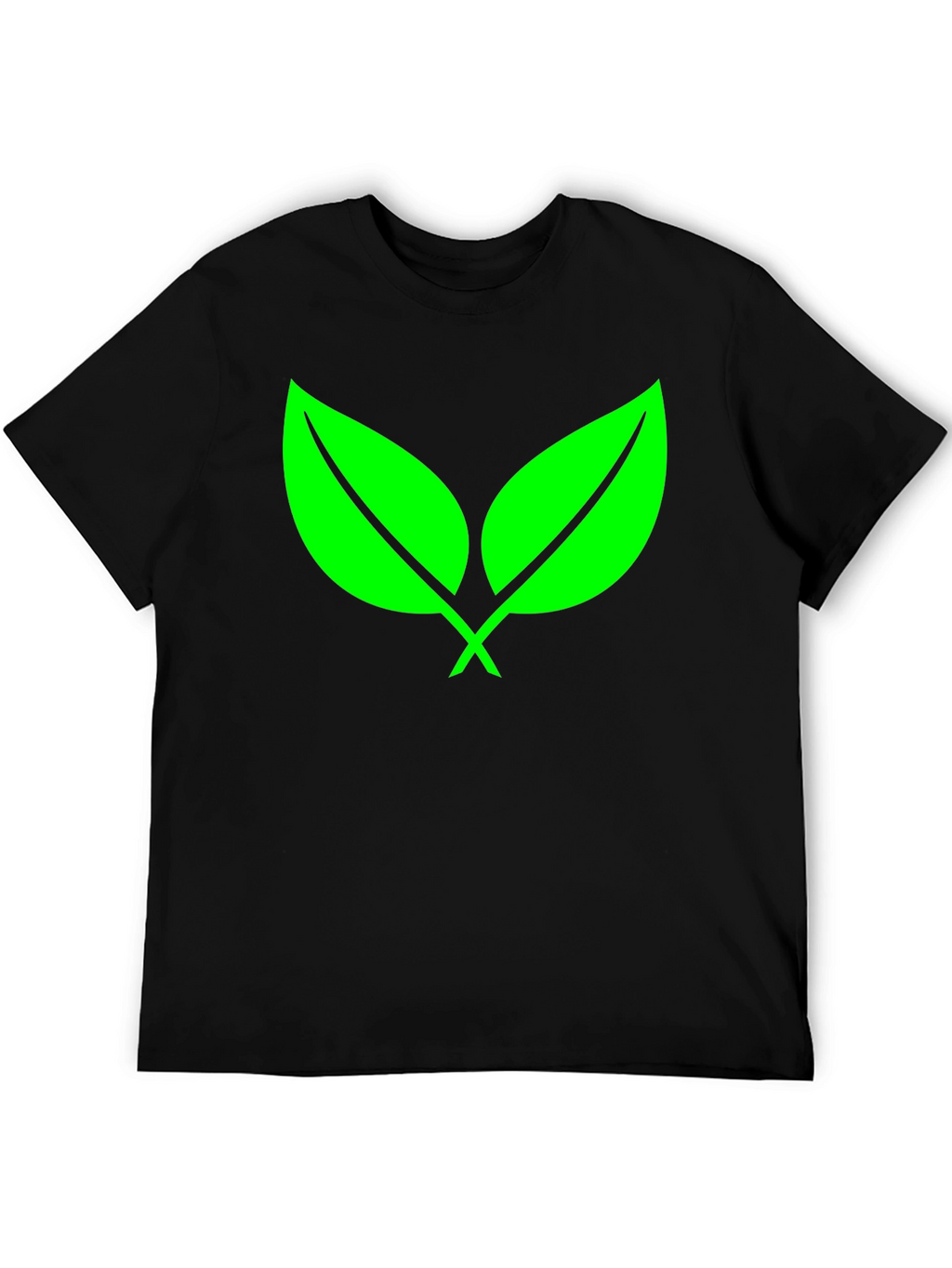 Eco-Friendly Green Leaf Black T-Shirt