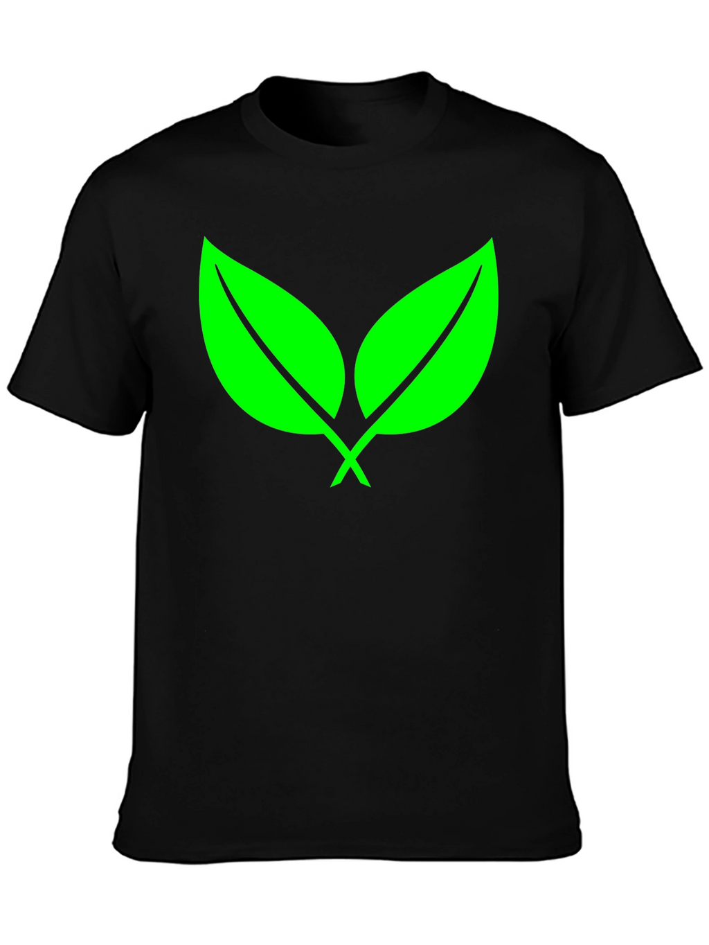 Eco-Friendly Green Leaf Black T-Shirt