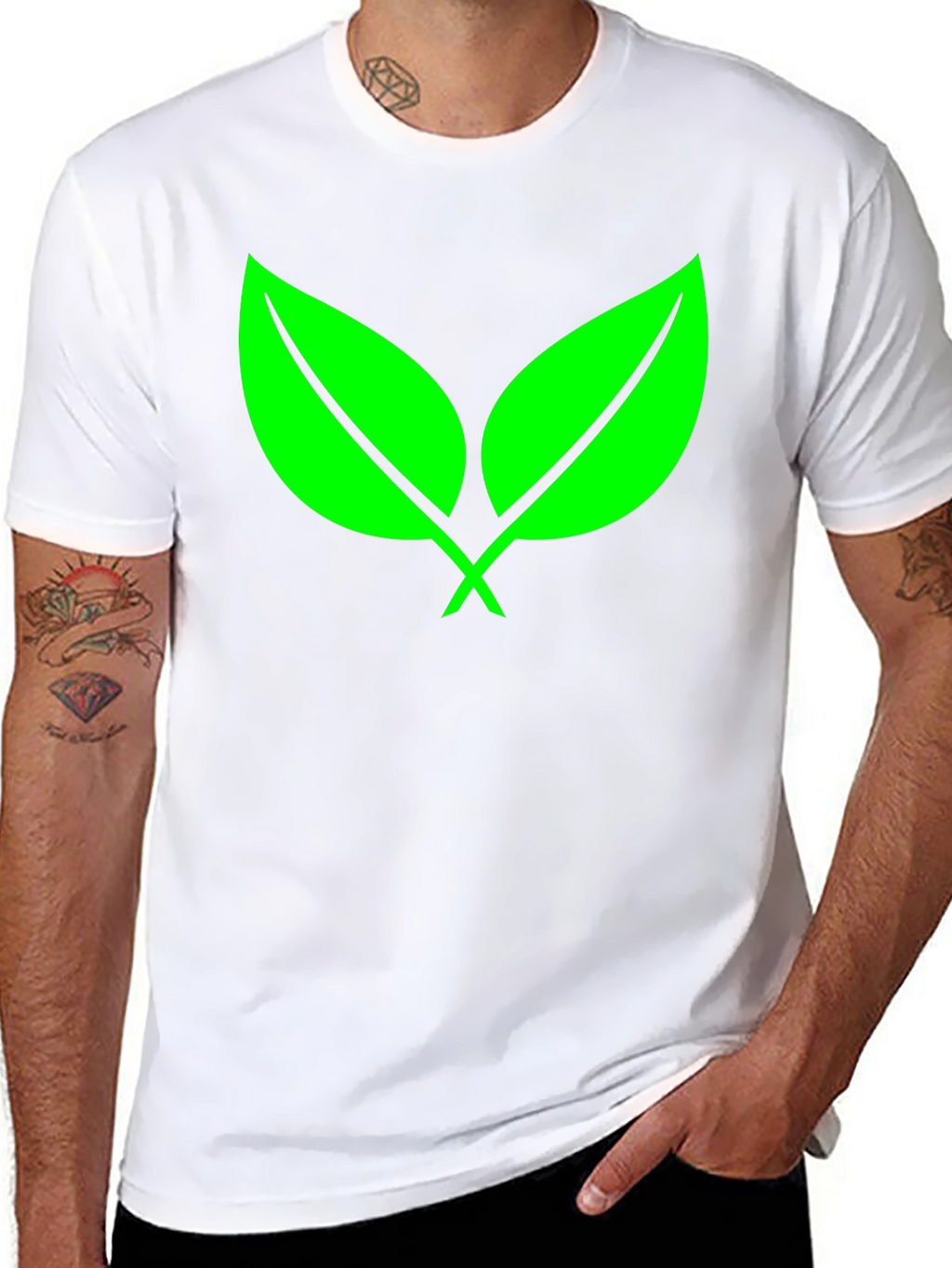 Eco-Friendly Green Leaf Black T-Shirt