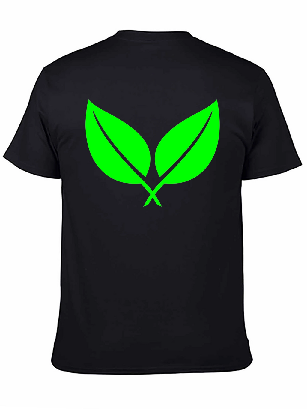 Eco-Friendly Green Leaf Black T-Shirt