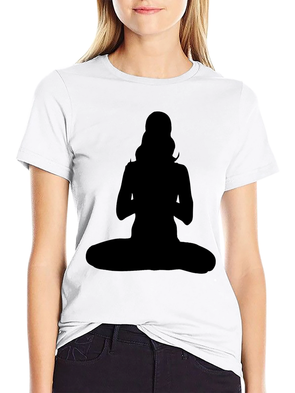 Silhouette Yoga Pose Graphic Tee - Black